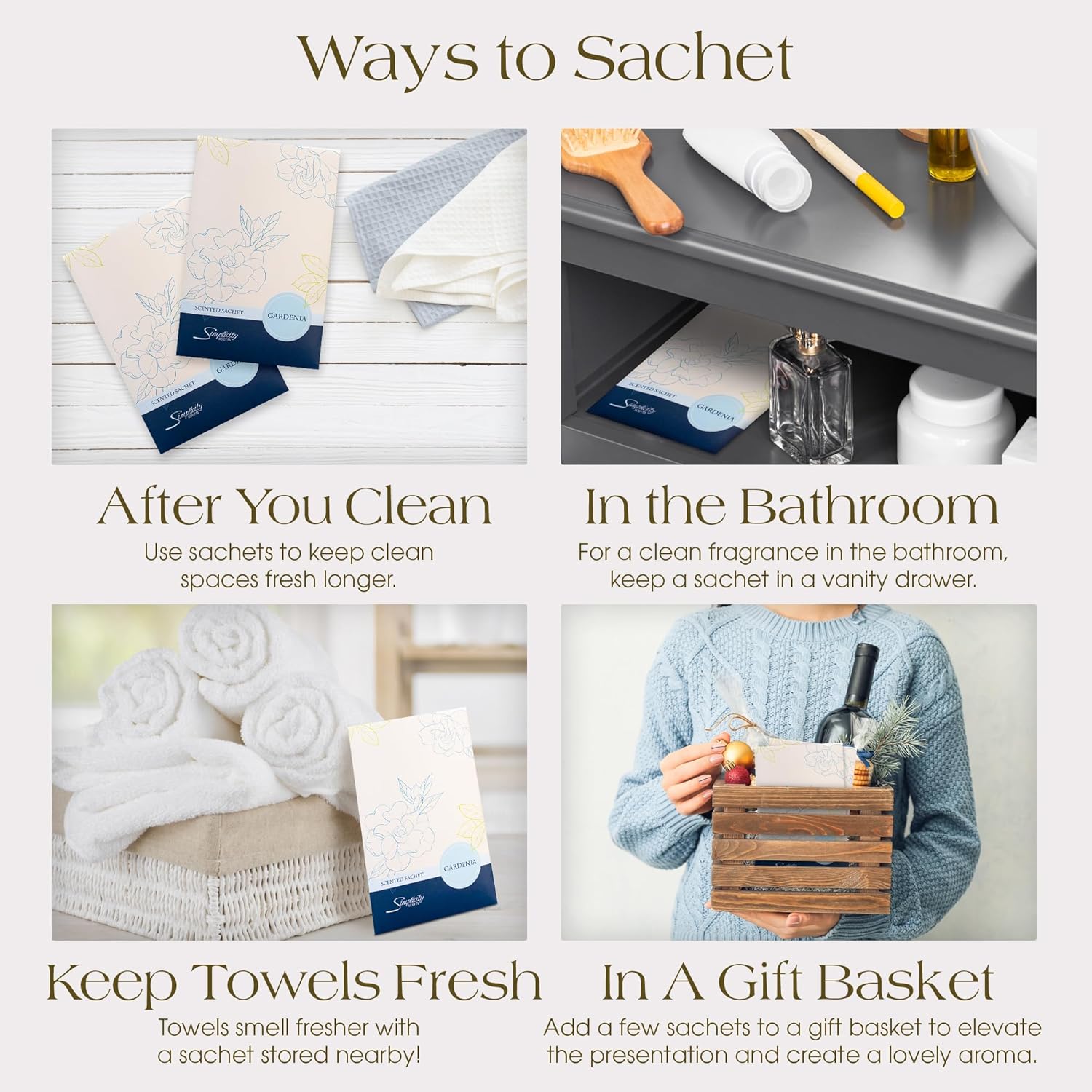 Gardenia Scented Sachets Pack of 6 - Home Fragrance