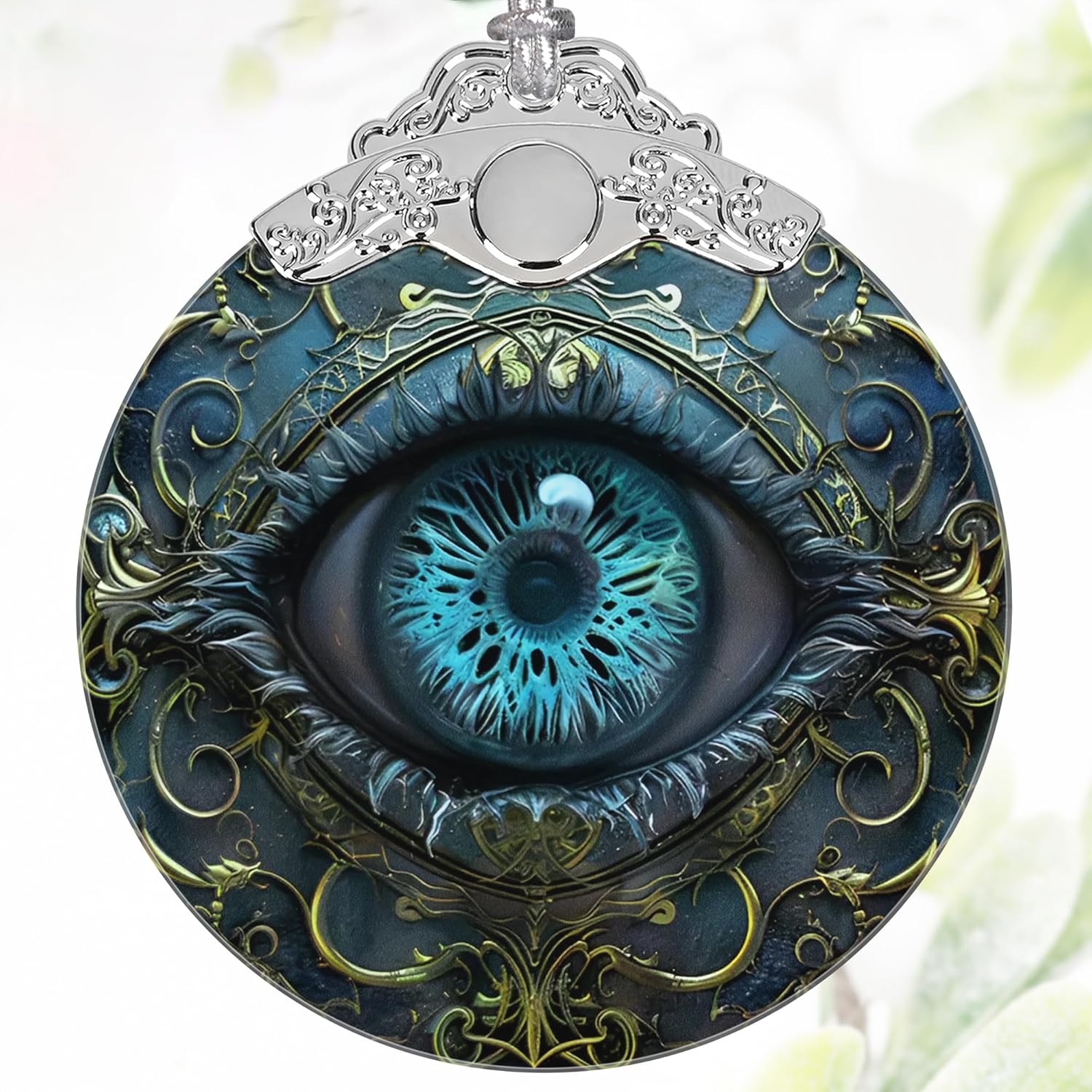 3 Inch Stained Glass Christmas Ornament with Mystical Eye Design