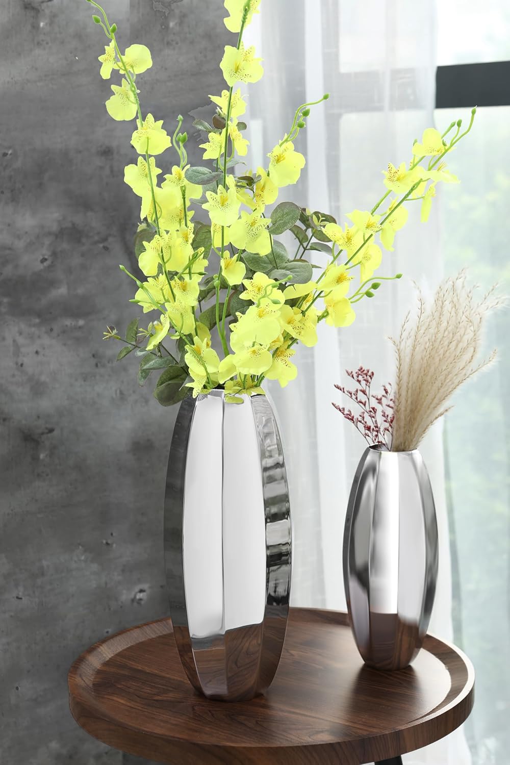 YcQuixoti Silver Prismatic Mirror Vase Stand 913 Inches Tall