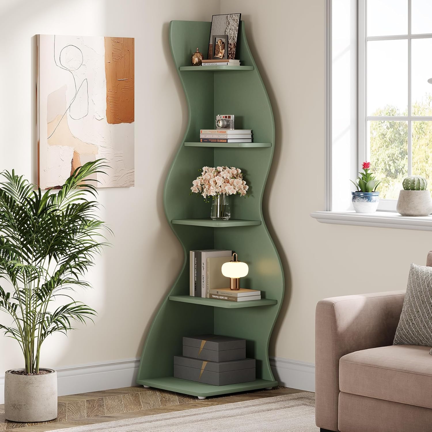 Tribesigns Wavy Corner Shelf Set of 2