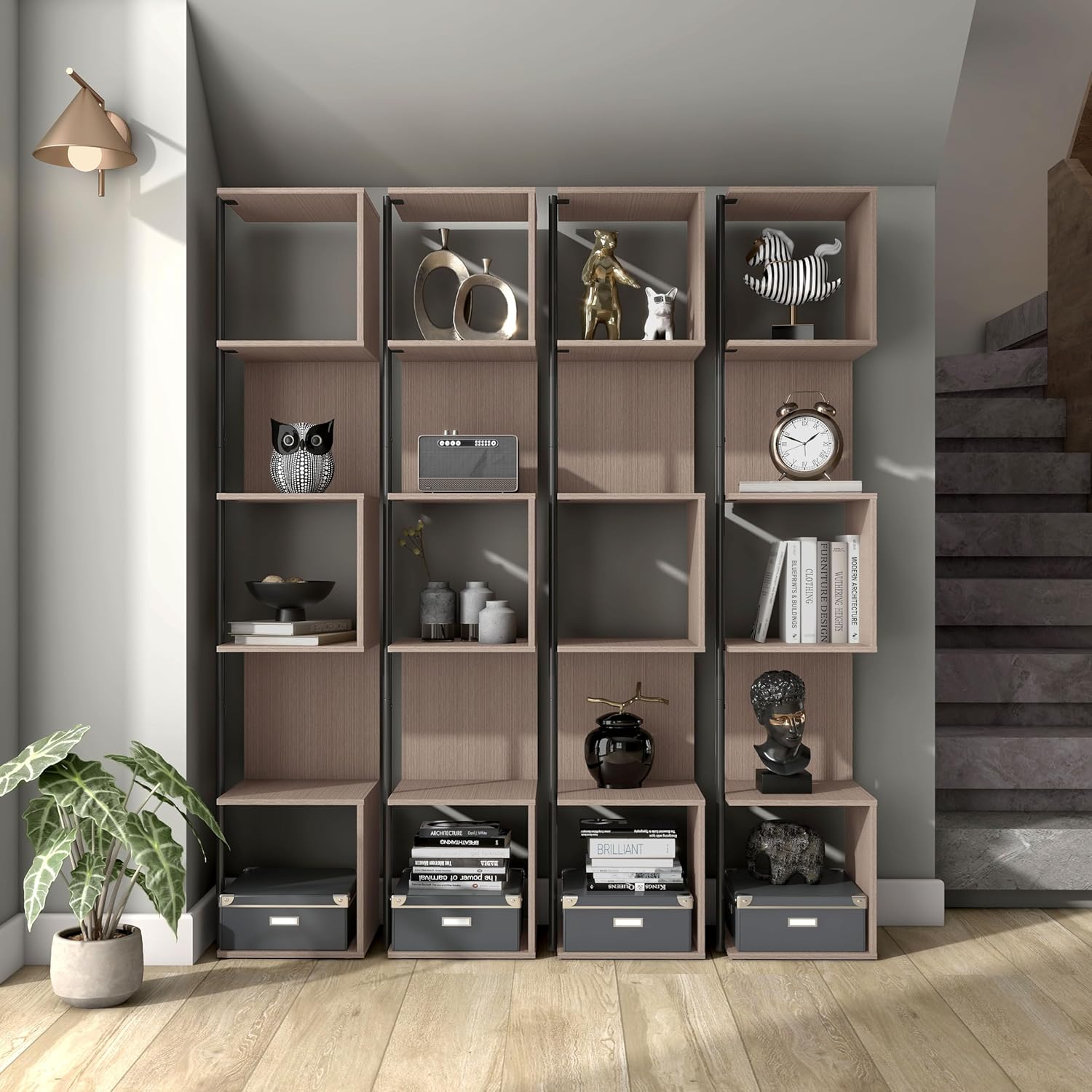 HOMES Inside Out Svenja 60 in Tall Corner Bookshelf 1