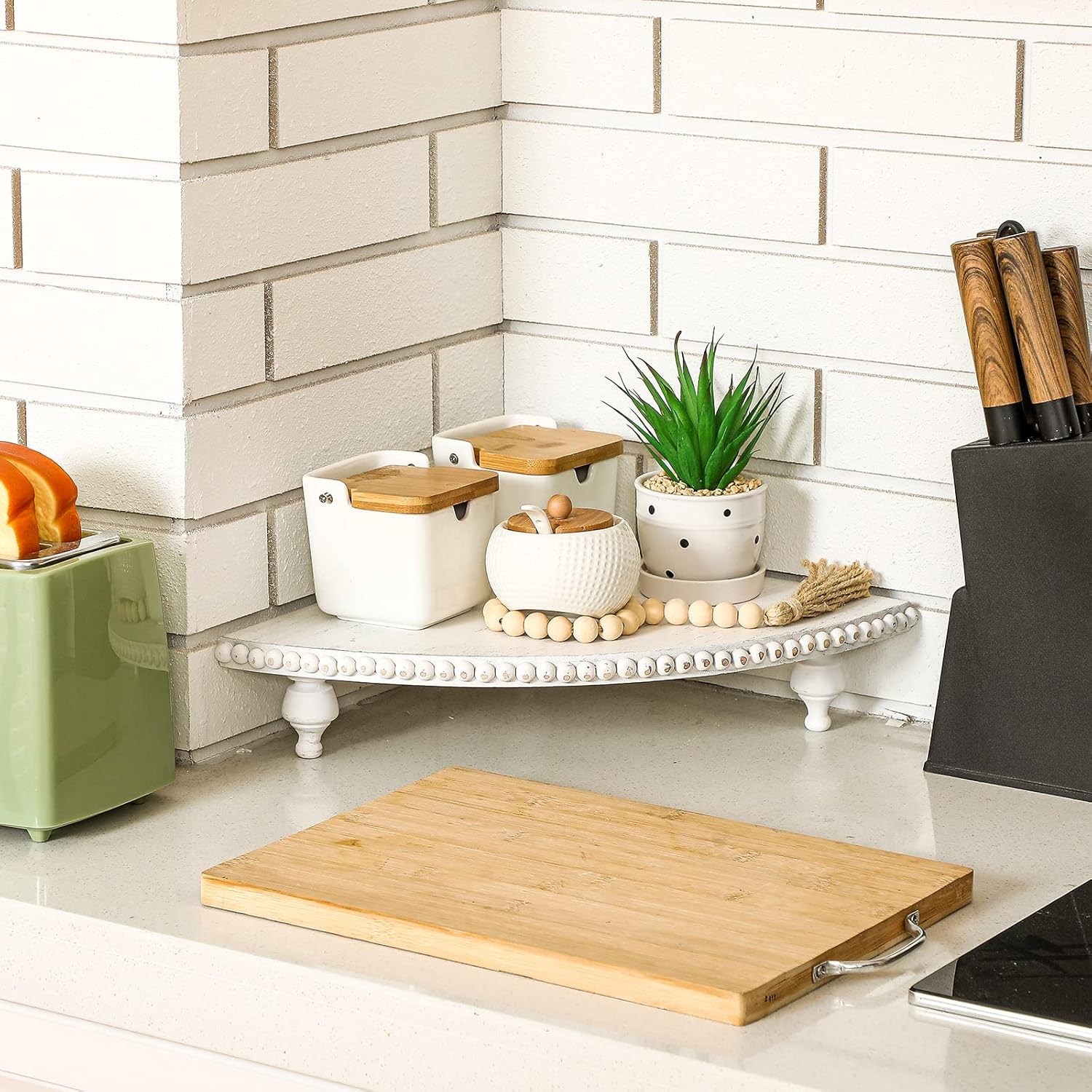Amyhill Farmhouse Corner Shelf with Detachable Legs