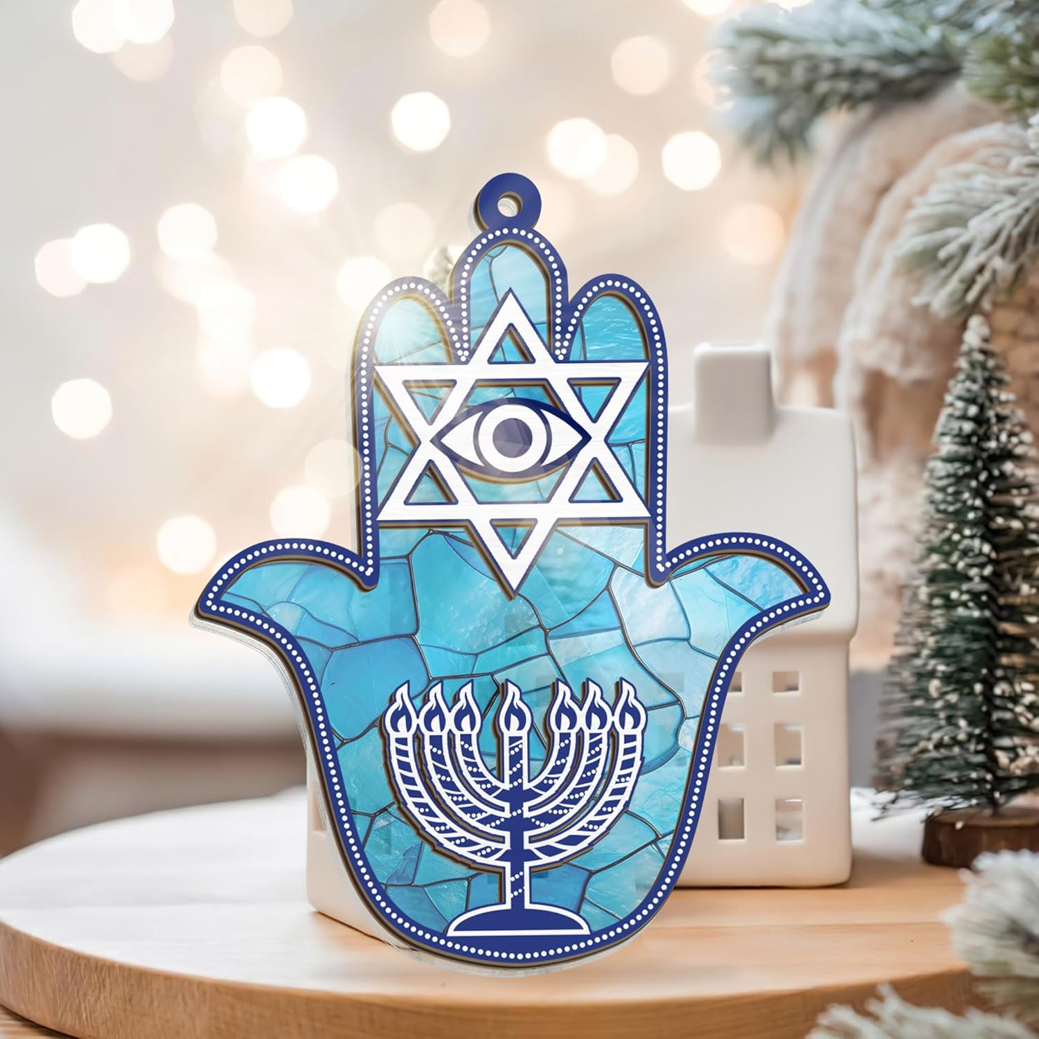 FLAGWIX Hanukkah Gifts for Women Men - Double Layered Hanging Suncatcher 6 in