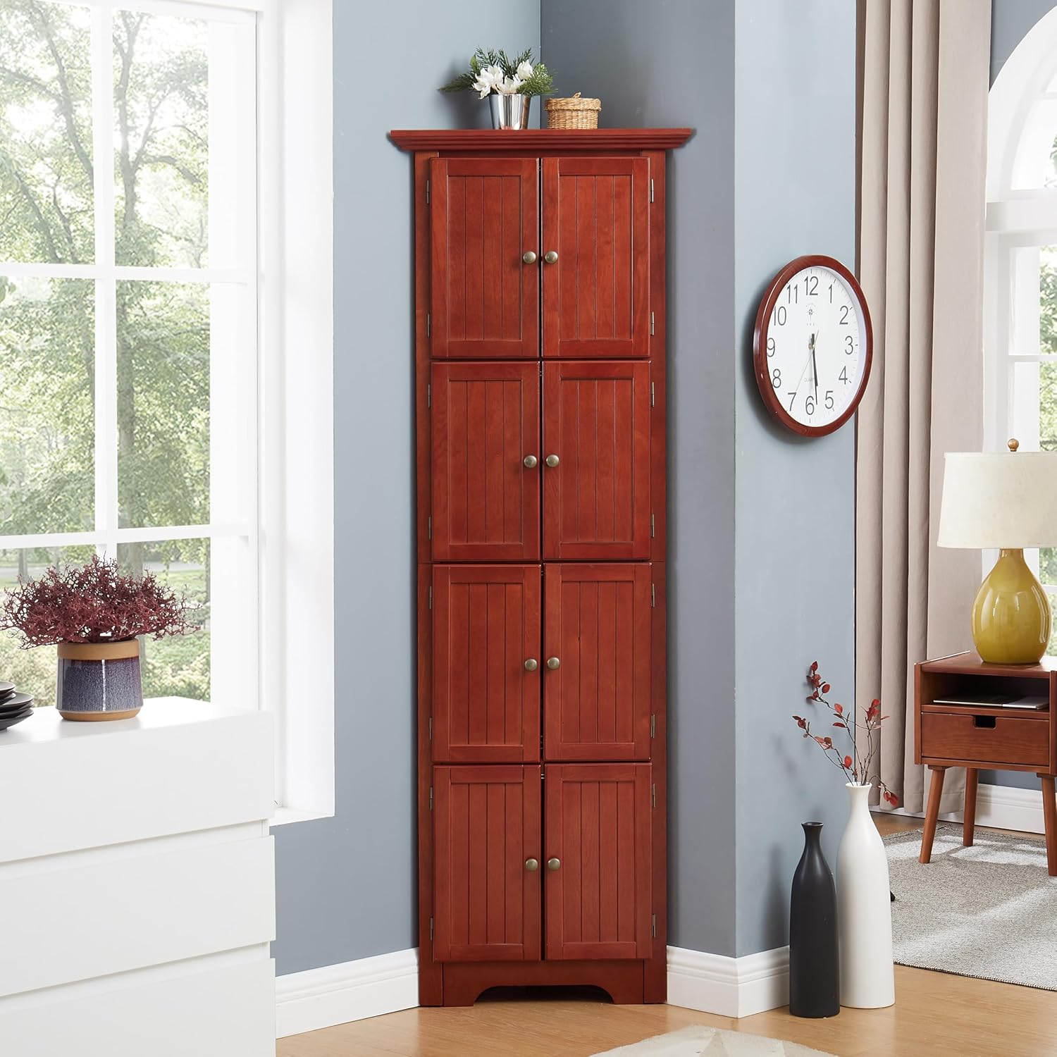 ZeHuoGe 4-Tier Corner Cabinet with 8 Doors