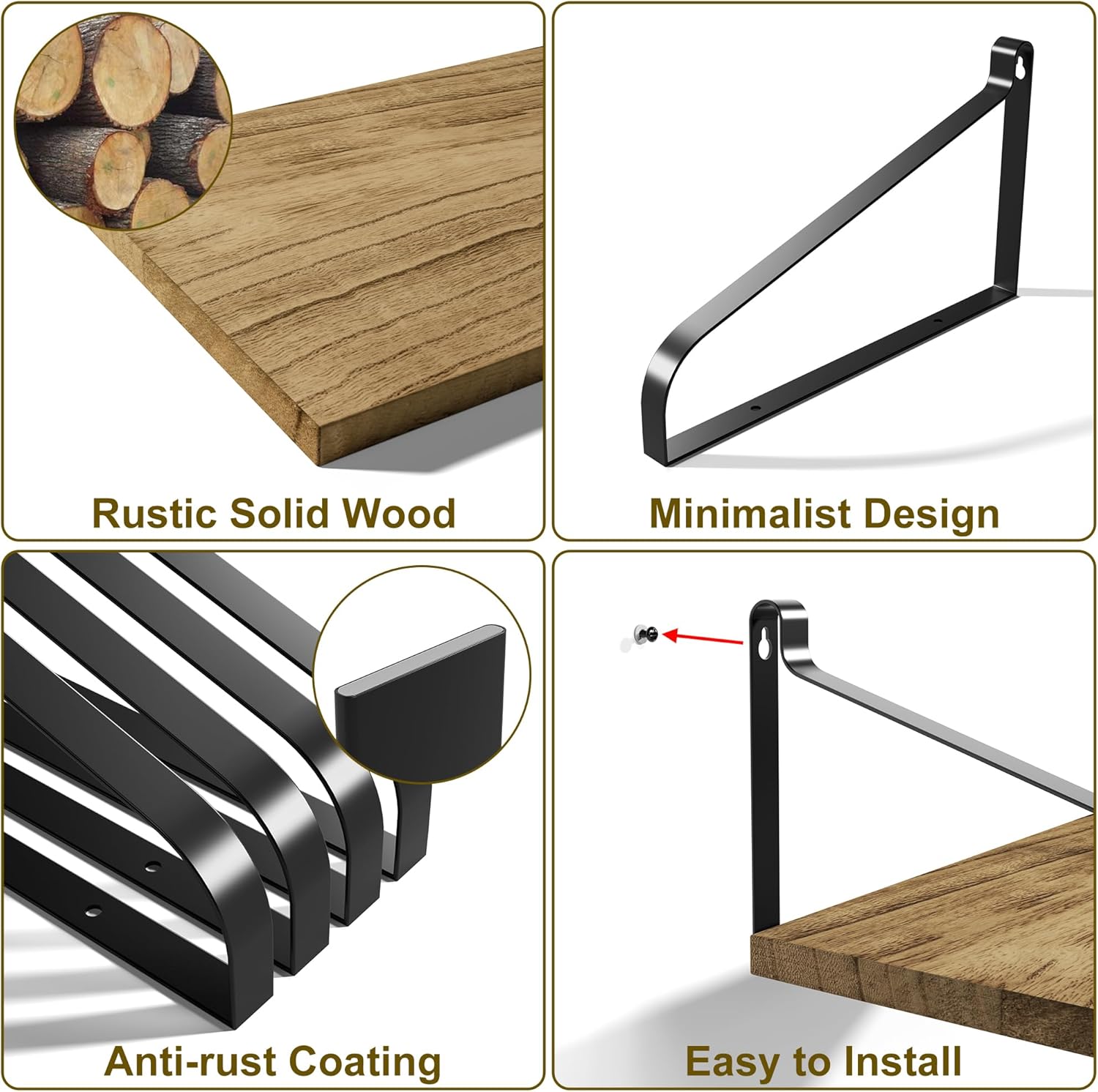 Love-KANKEI Floating Shelves Set of 2 Carbonized Black
