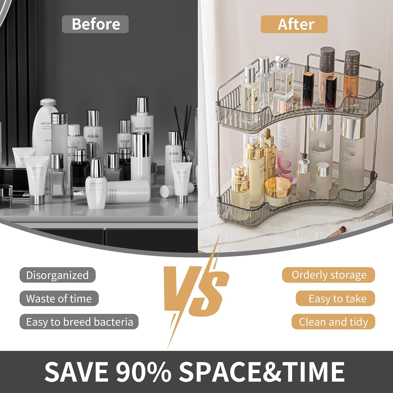 YCIADONE Smoky Gray Corner Shelf Organizer
