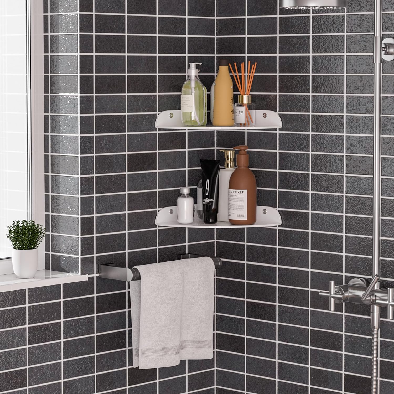 95x95 Inch Acrylic Corner Shelf Set of 2 White