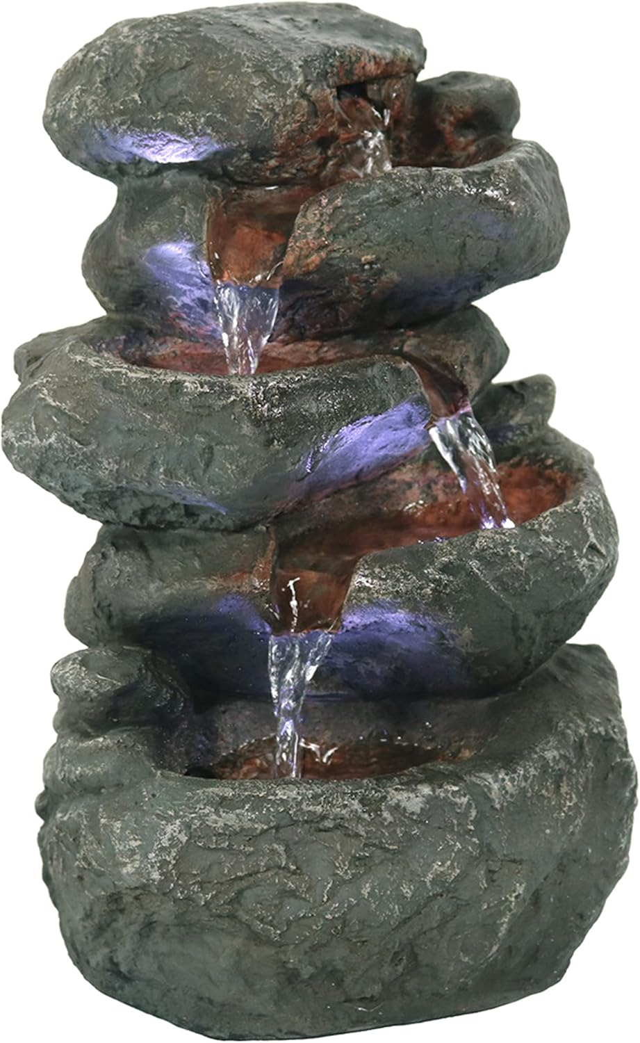Sunnydaze Stacked Rocks 105 Inch Water Fountain with LED Lights