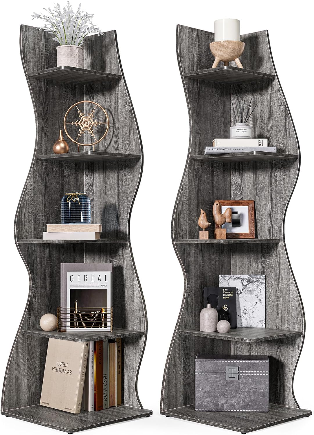 LITTLE TREE Small Corner Shelf 5-Tier Bookcase