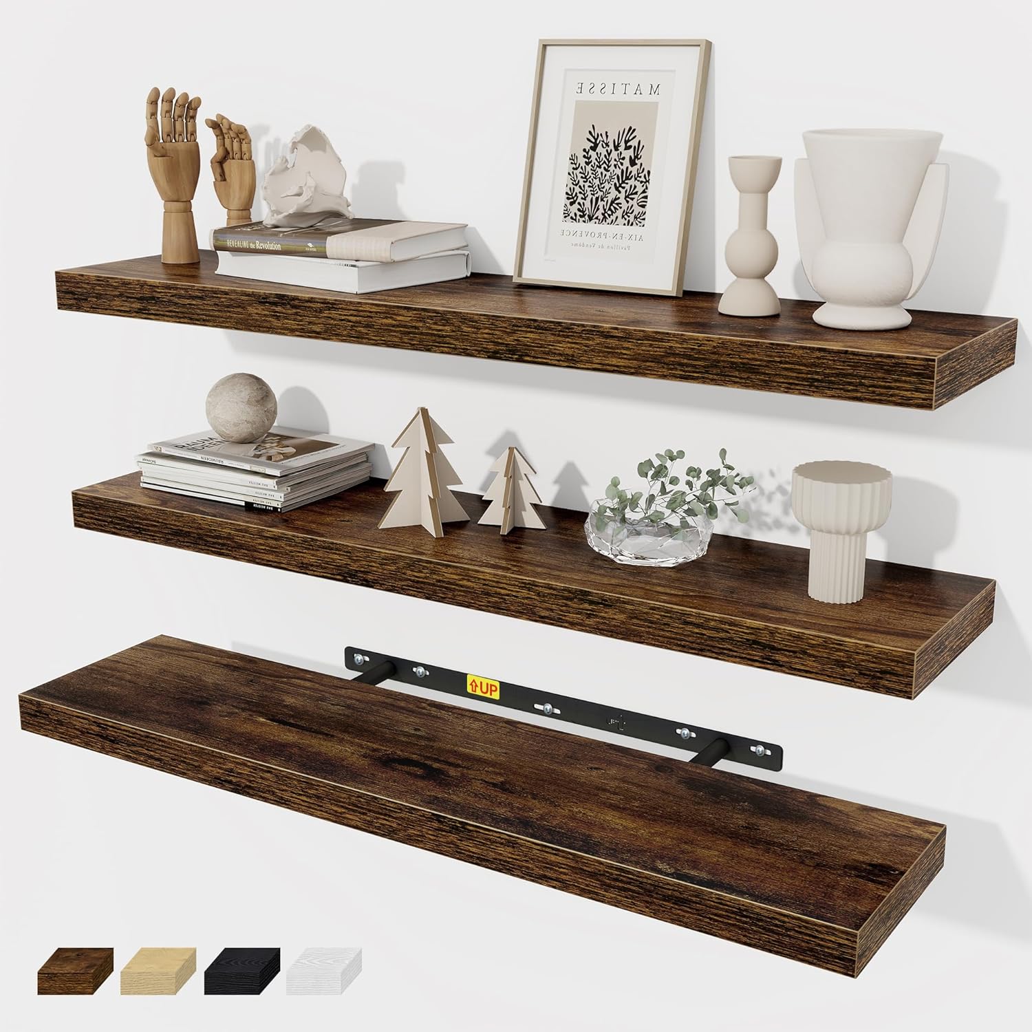 Fun Memories Rustic Floating Shelves Set of 3 30 Inch