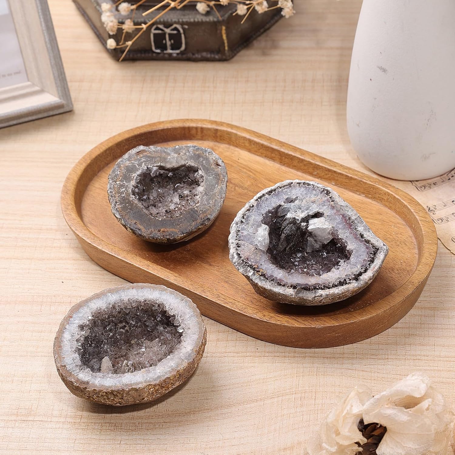 Rockcloud Natural Geode Agate Specimen for Home Decor