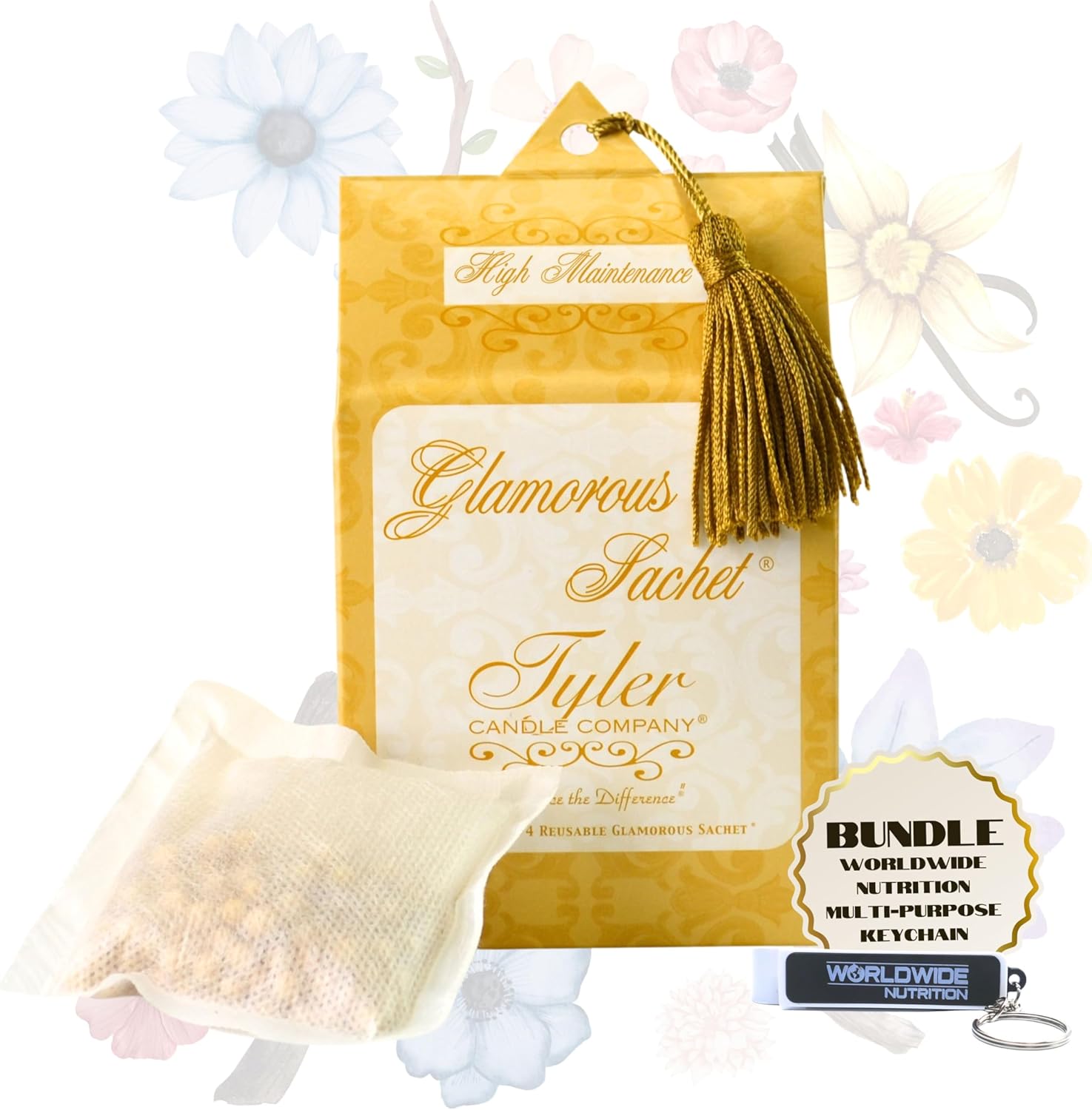 Worldwide Nutrition Bundle Glamorous Reusable Dryer Sachets and Key Chain