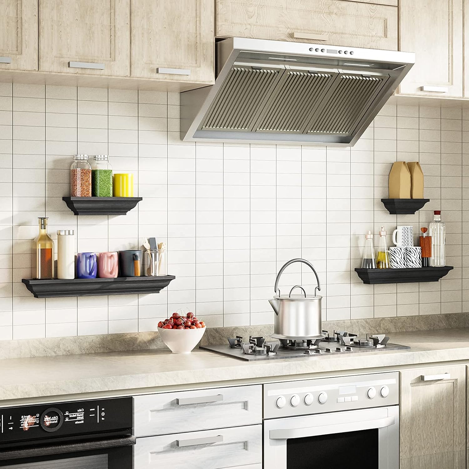 SRIWATANA Black Floating Shelves Set of 4