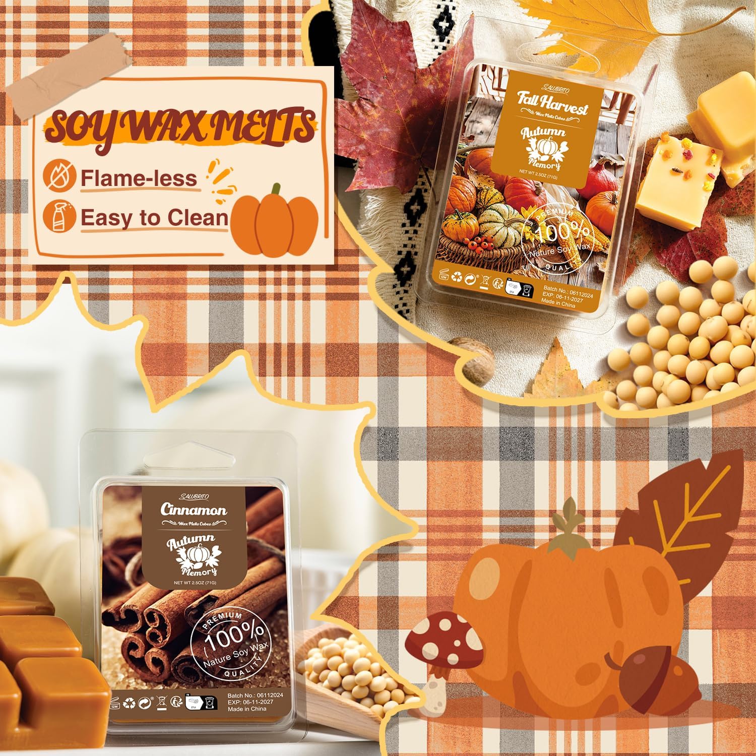 Salubrito Fall Scented Wax Melts Variety Set 8pcs