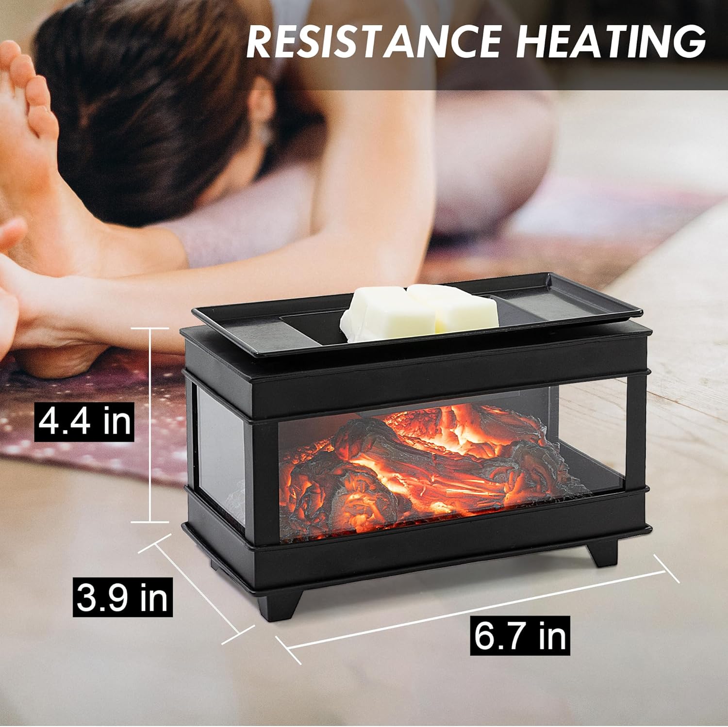 Freestanding Fireplace Wax Warmer with LED Lights