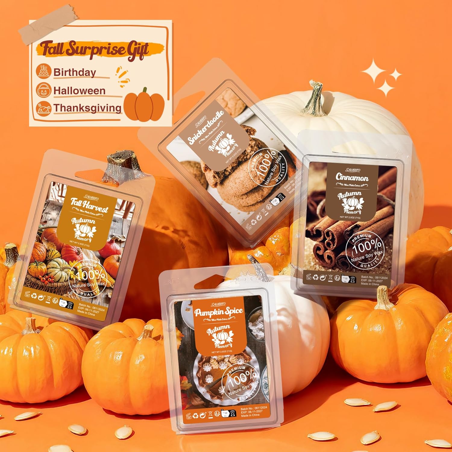 Salubrito Fall Scented Wax Melts Variety Set 8pcs