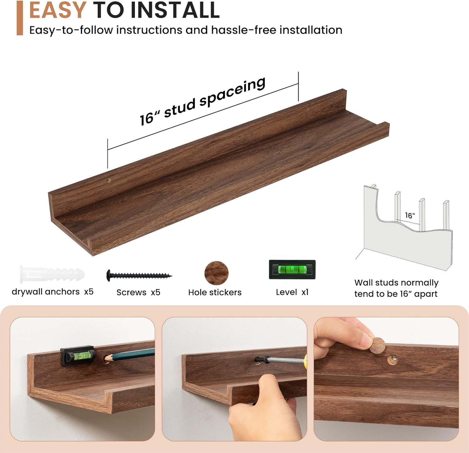 Dreamland Floating Shelf Set of 2 24 Inch for Wall