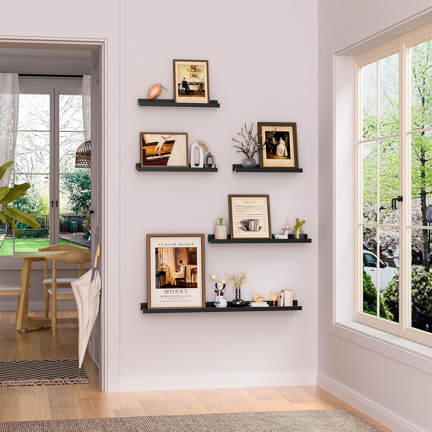 Set of 6 Floating Shelves 24 Inch Wall Mounted Picture Ledge