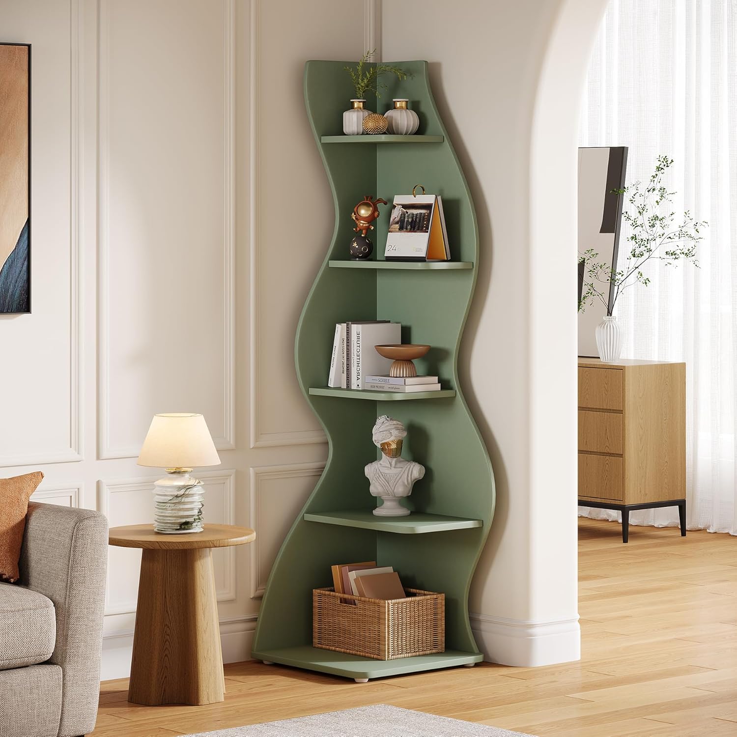 Tribesigns Wavy Corner Shelf Set of 2