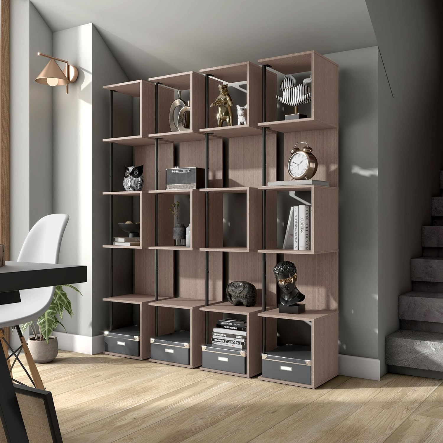 HOMES Inside Out Svenja 60 in Tall Corner Bookshelf 1