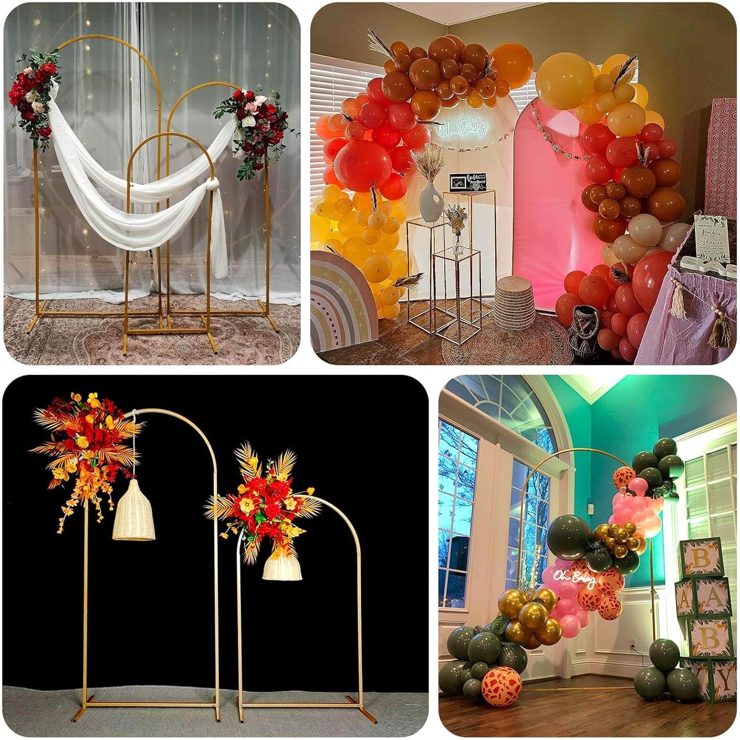 Efavormart 7ft Gold Metal Wedding Arch with Accessories