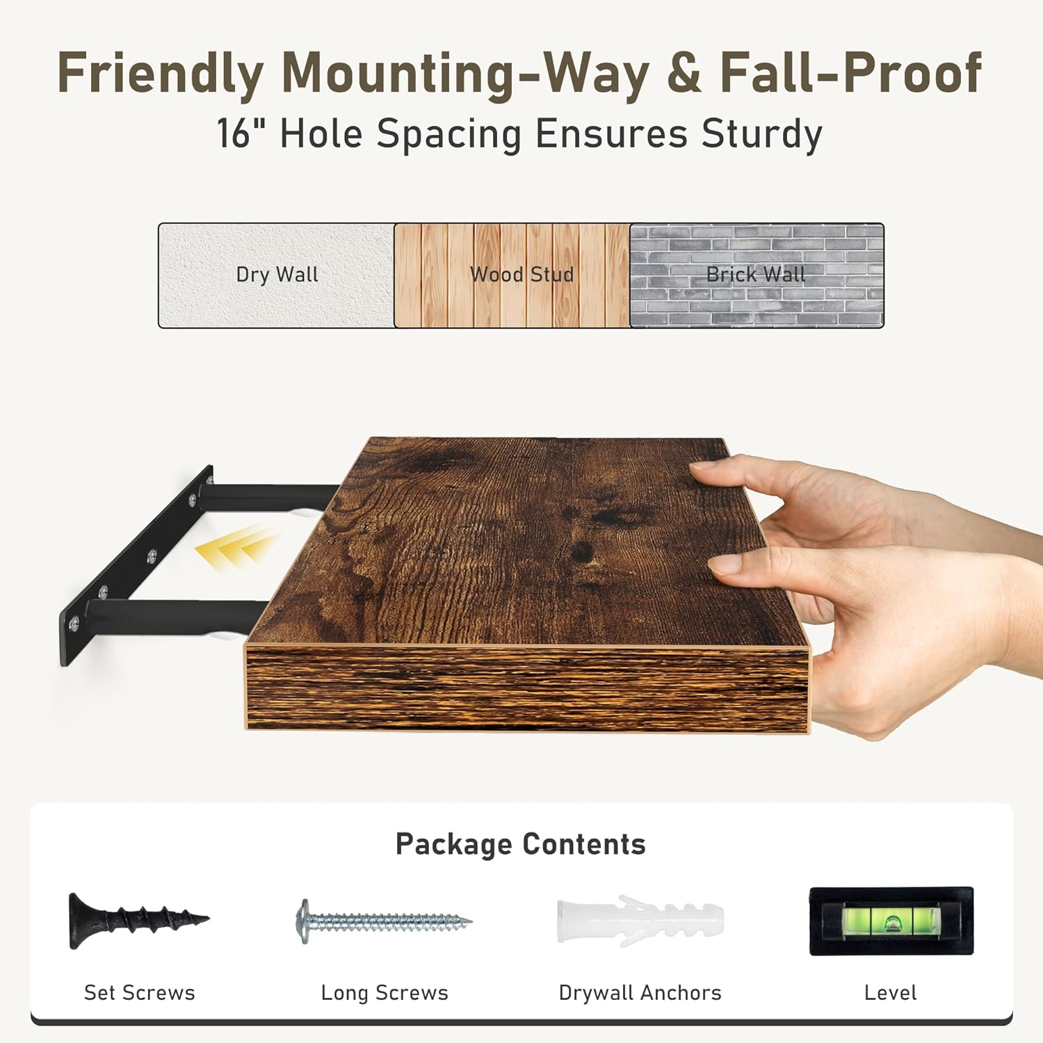 Fun Memories Rustic Floating Shelves Set of 3 30 Inch