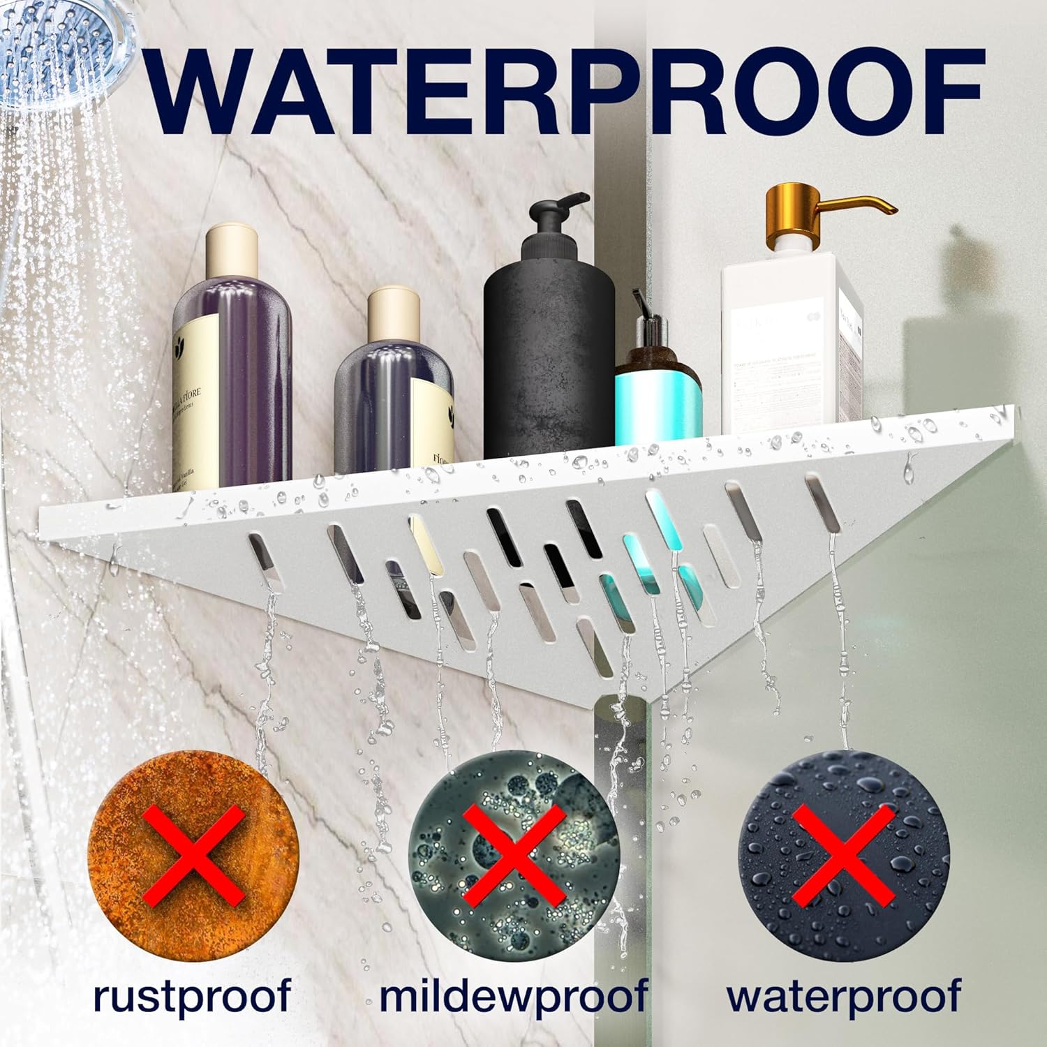 Corner Shower Shelf - Adhesive No Drill Installation