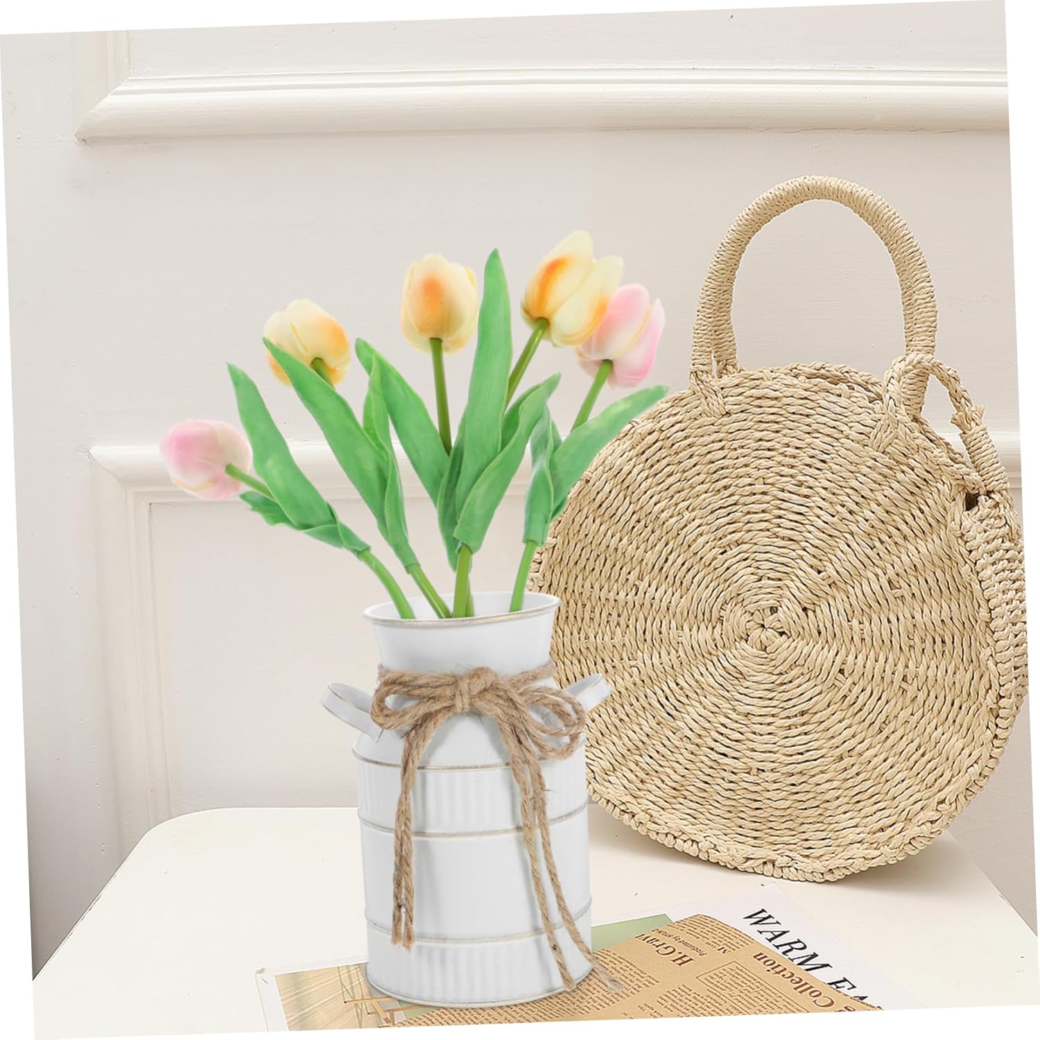 PRETYZOOM Vintage Iron Flower Vase with Handle