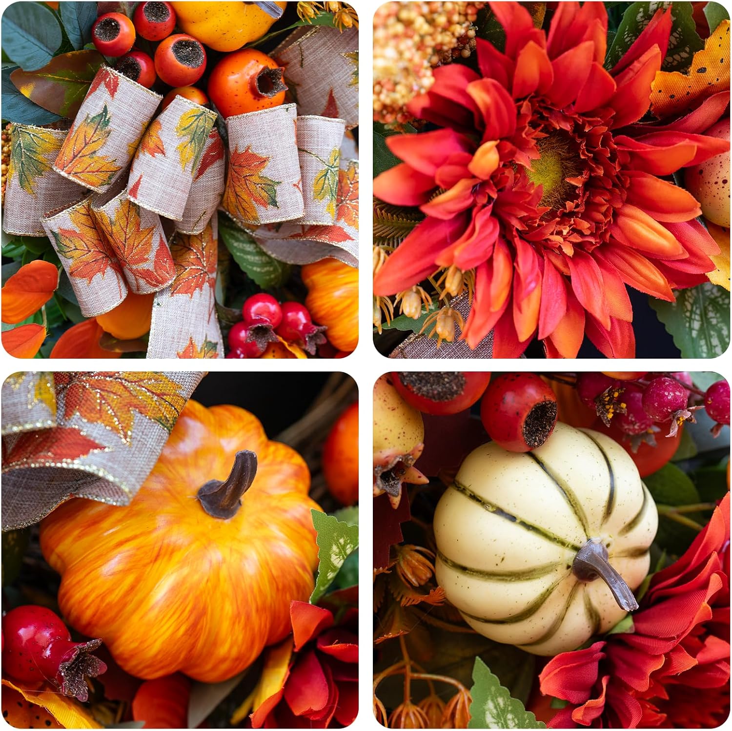 24 Inch Fall Door Wreath with Pomegranates and Berries