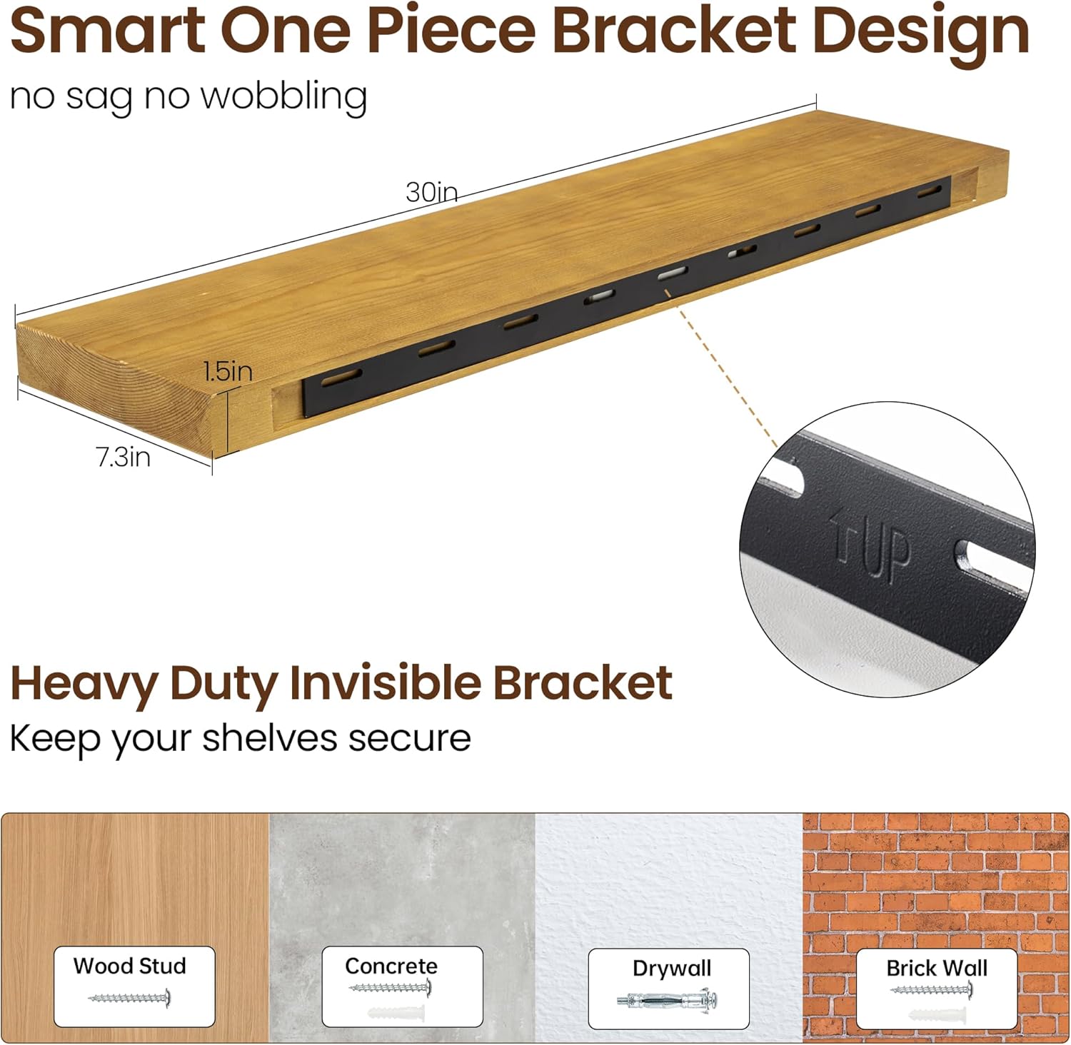 Axeman Burnt Oak Floating Shelves Set of 2