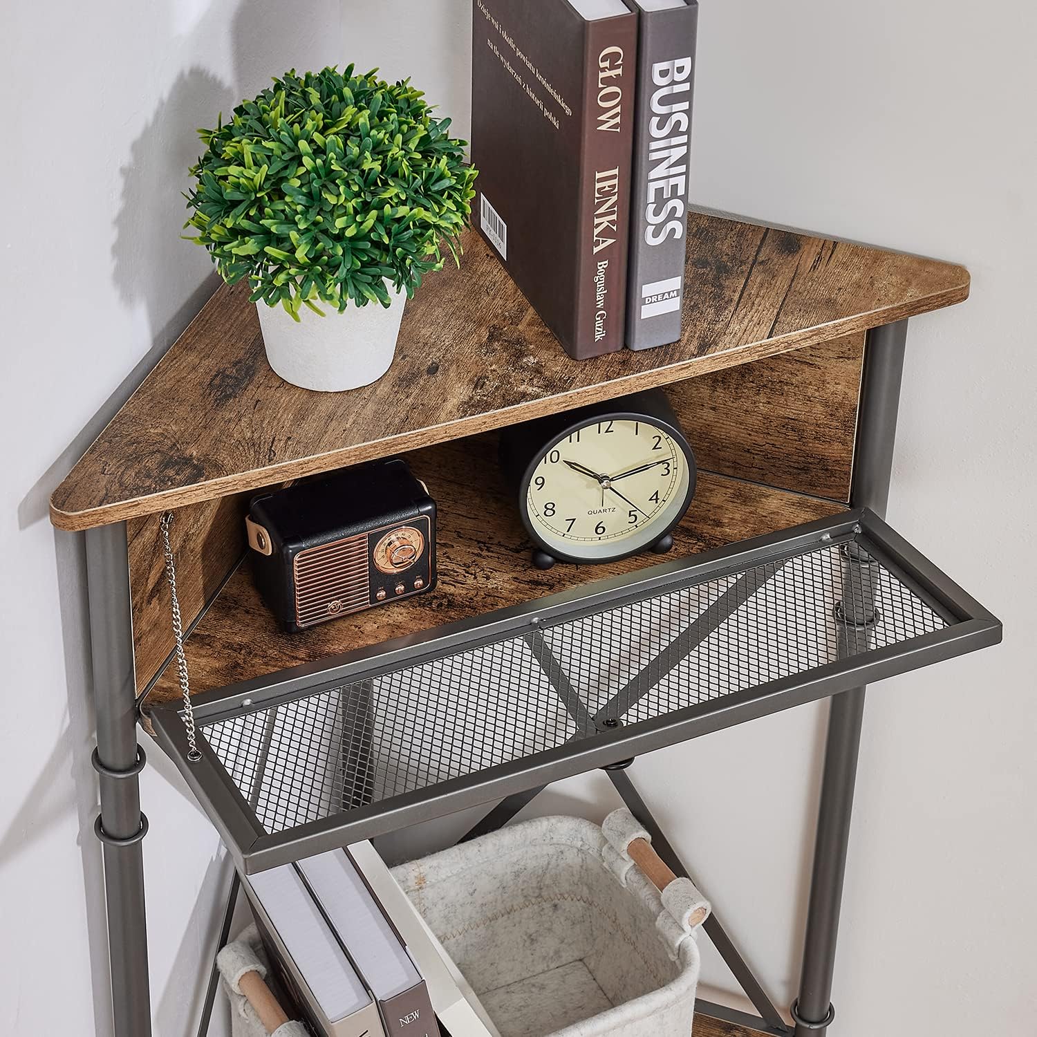VECELO Corner Cabinet 3-Tier Display Shelves