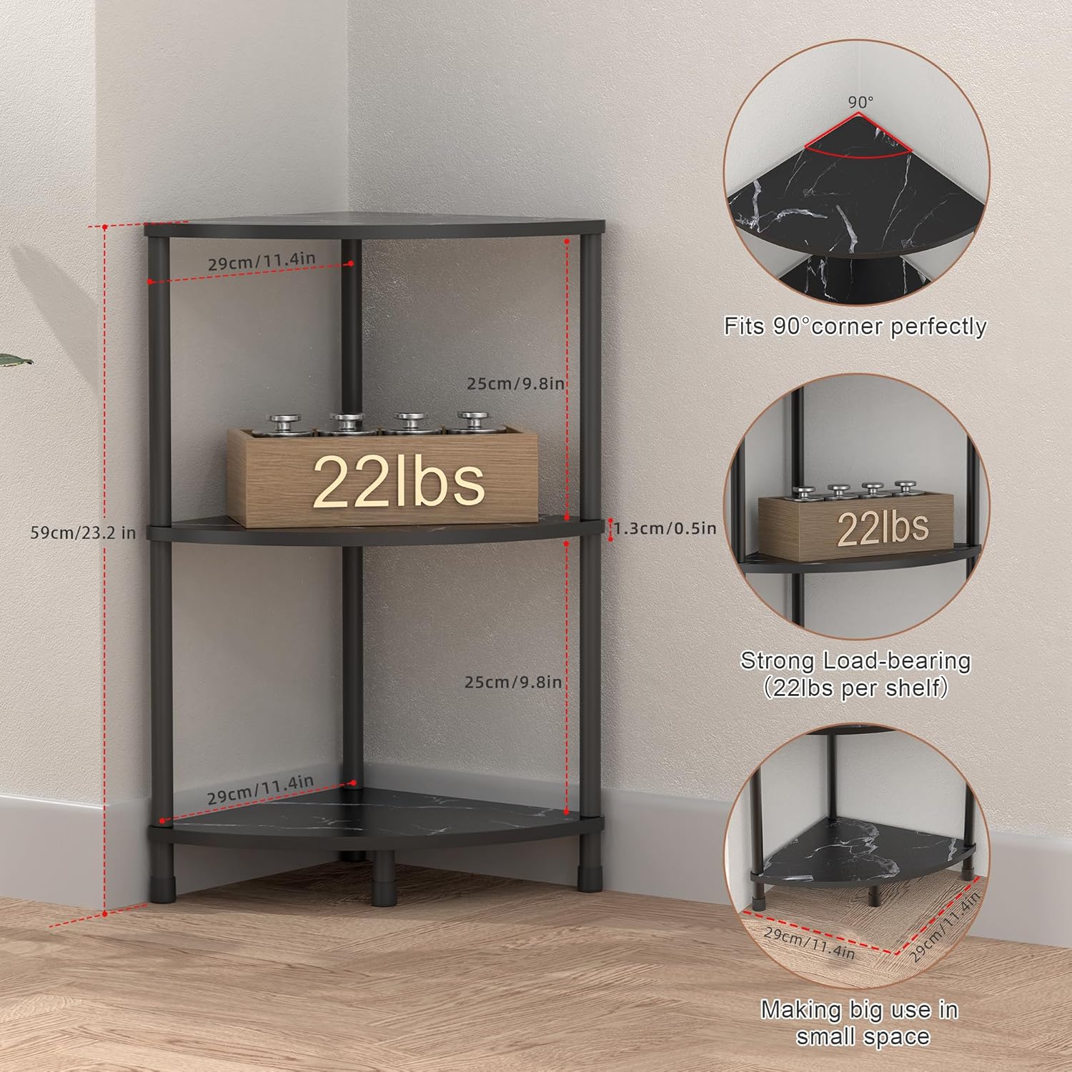 Greatseas Book Small Corner Shelf 3 Tier Display