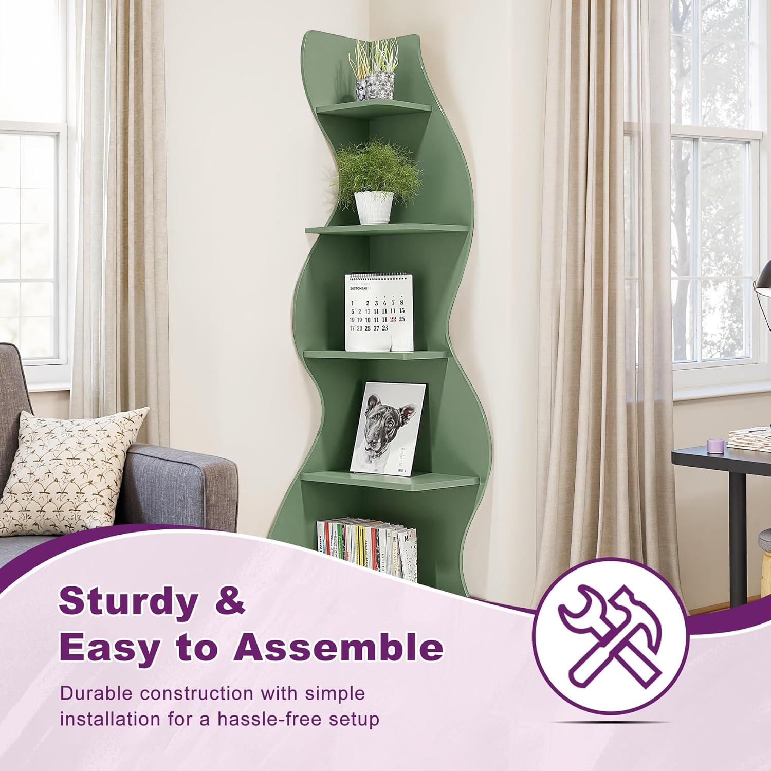 Modern Corner Shelf Storage Stand with 5 Tiers