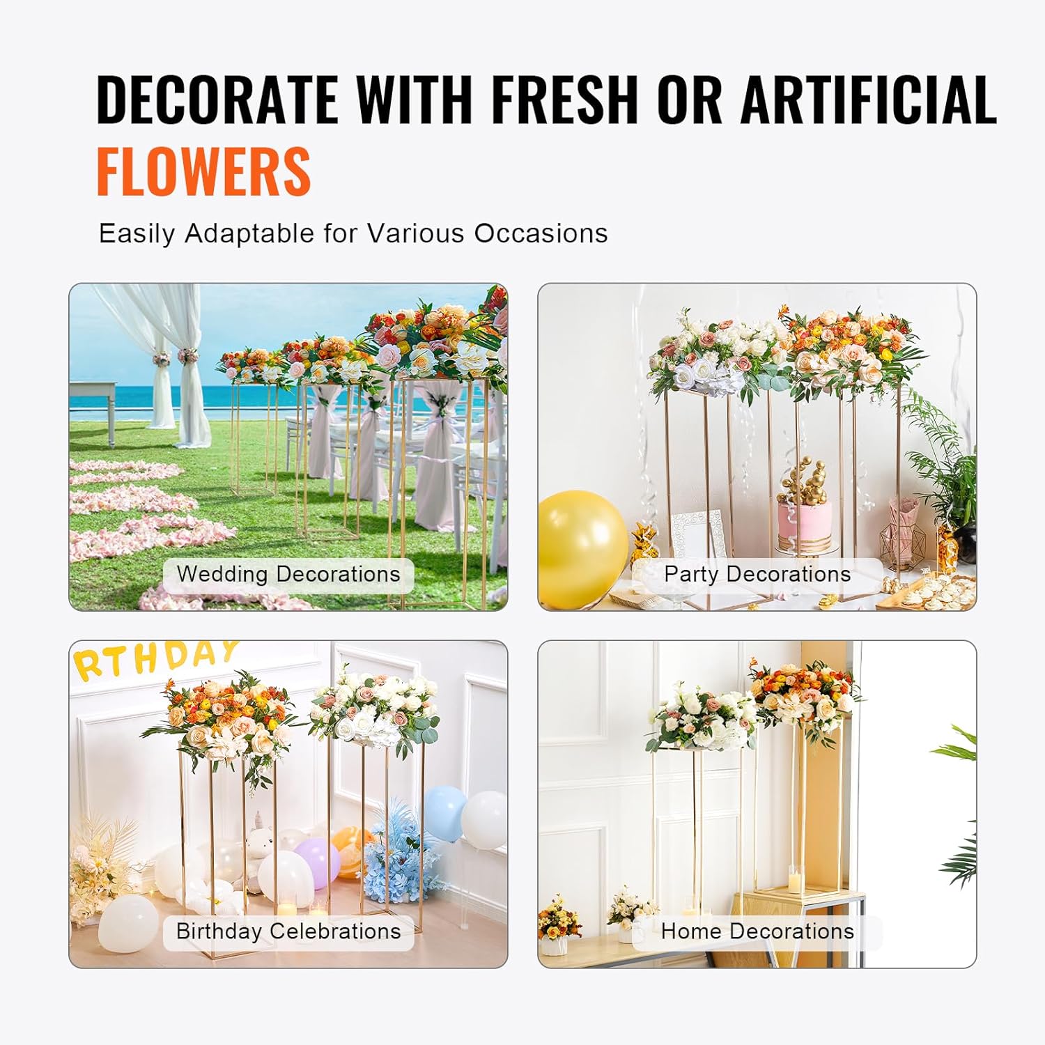 VEVOR 2PCS 315 Inch Gold Wedding Flower Stand