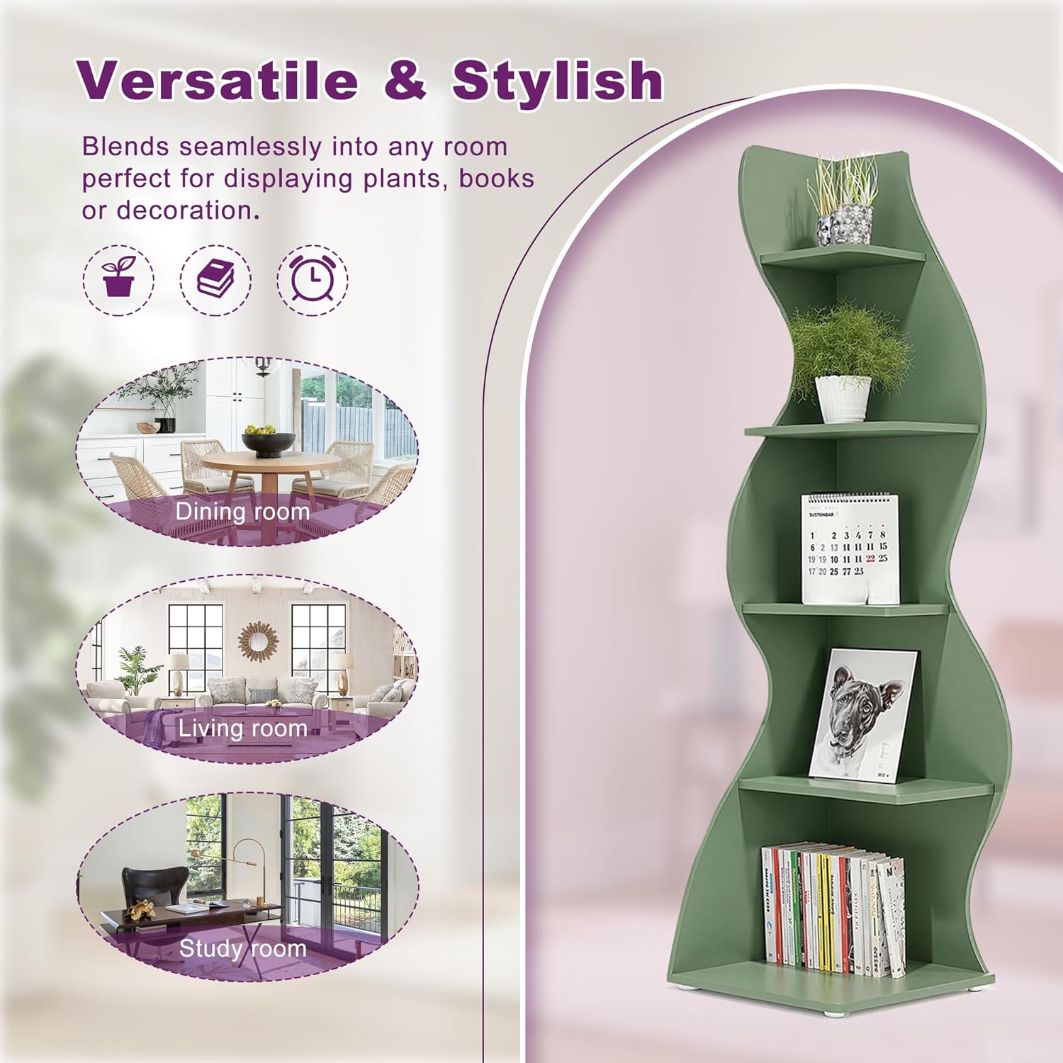 Modern Corner Shelf Storage Stand with 5 Tiers