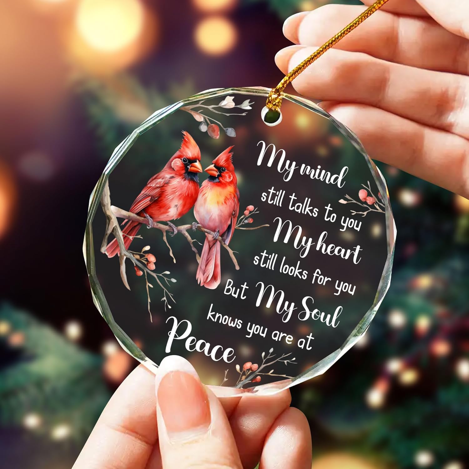 Glass Cardinal Keepsake Ornament - Elegant Christmas Memorial Decor