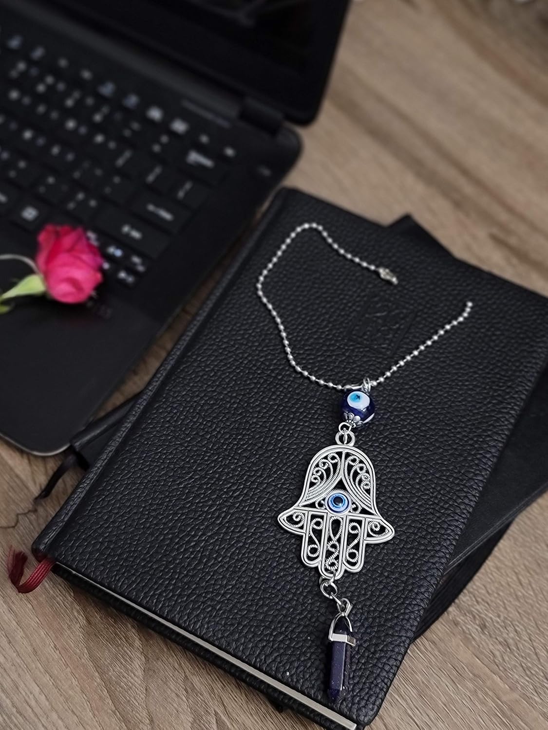 LUCKBOOSTIUM Hamsa Protection Amulet - Evil Eye Car Hanging Ornament