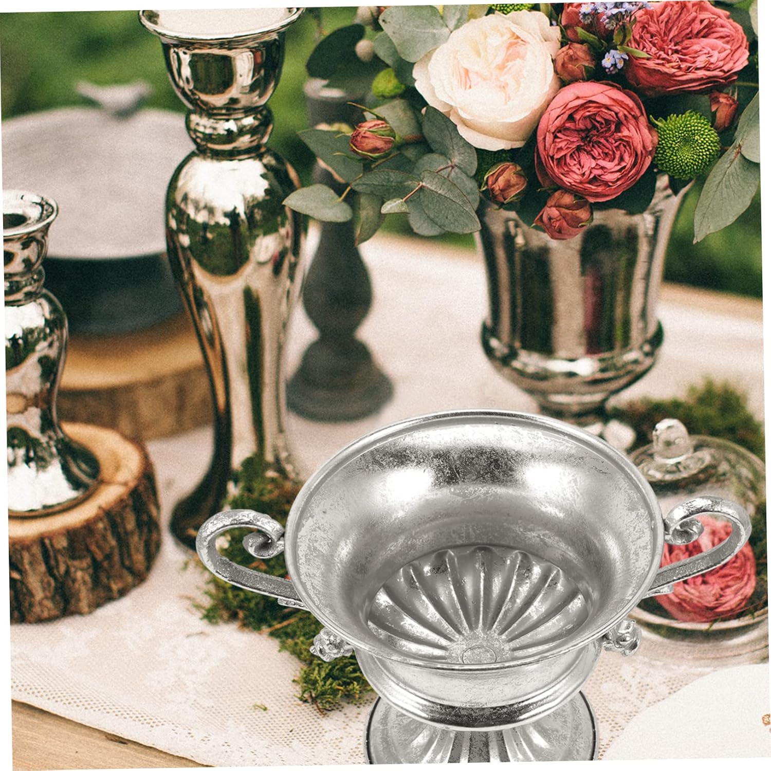 Elegant Silver Urn Vase for Home and Office Decor