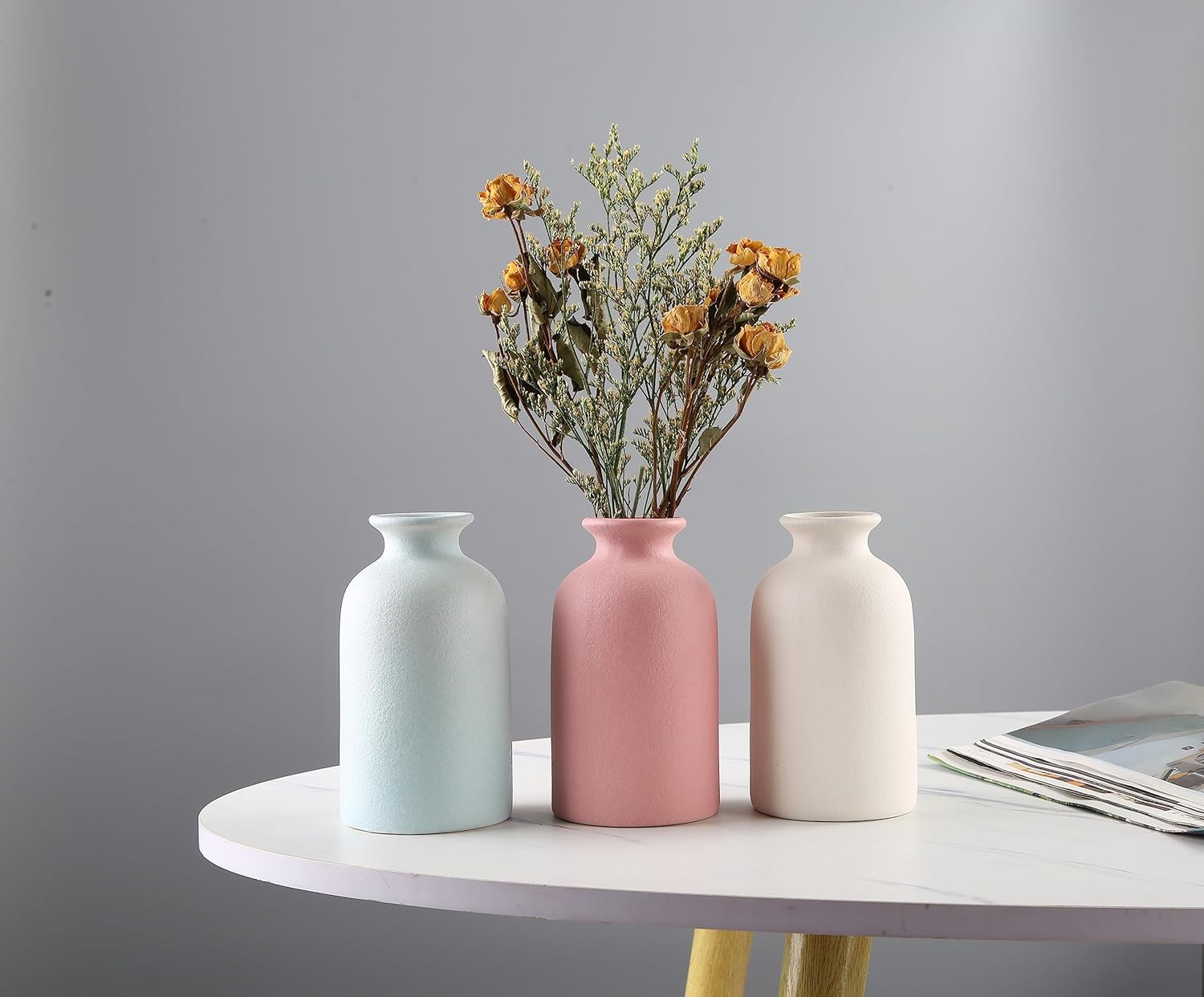 Blue Small Ceramic Vase for Home Decor and Centerpieces