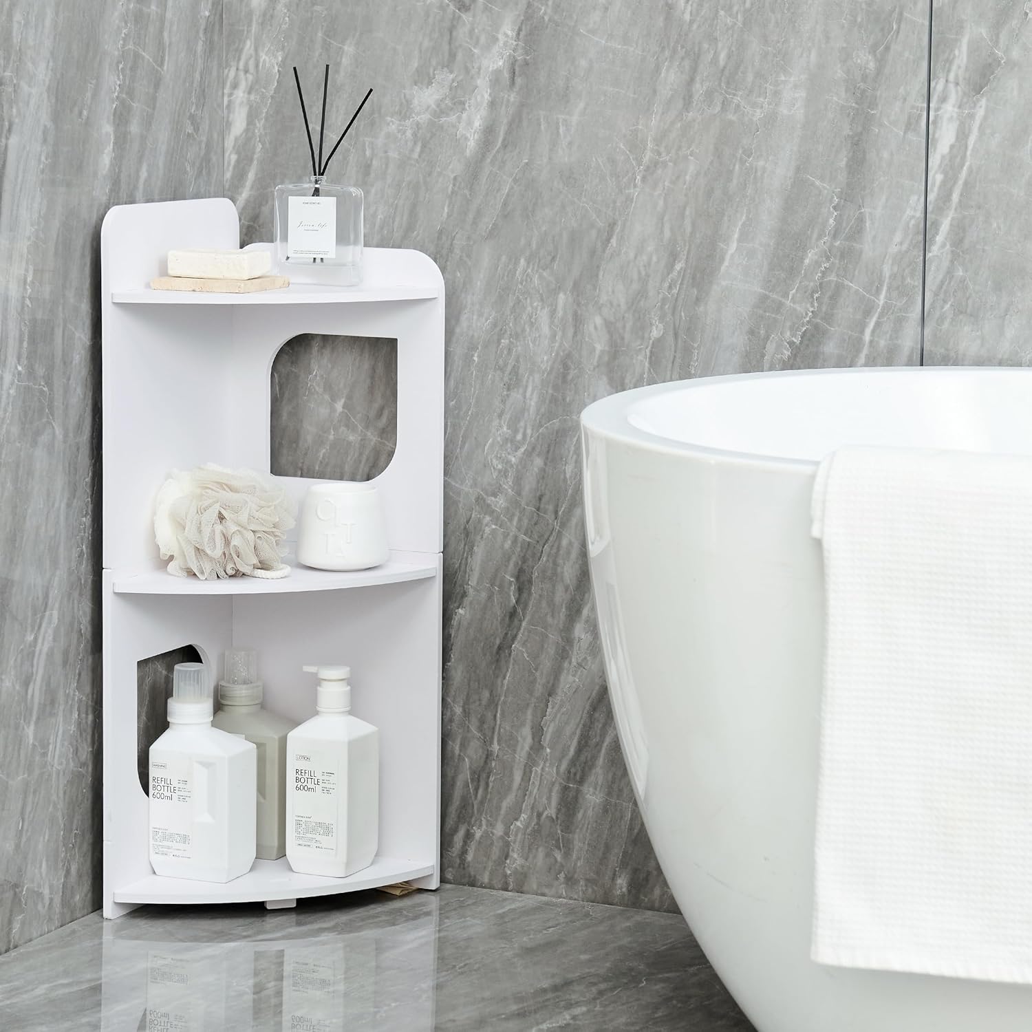Small Corner Shelf with Waterproof Design and Multipurpose Use White