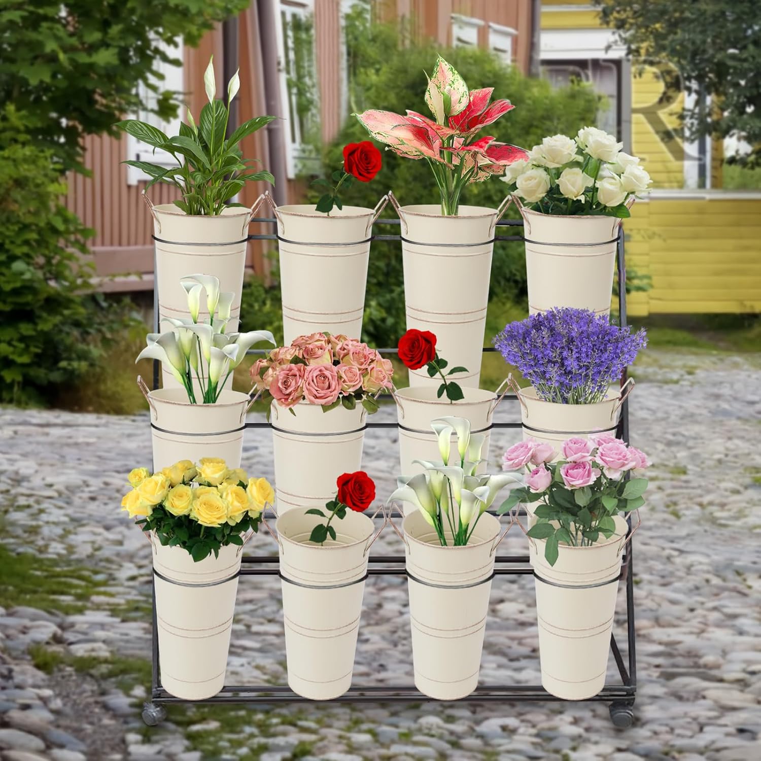 Notakia 1062 Inch Galvanized Metal Vase Set of 4