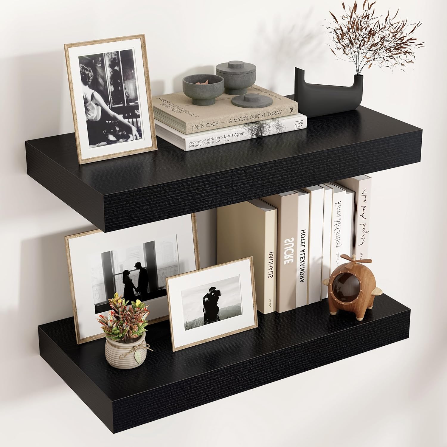 Venusmiles 24 x 12 Black Floating Wall Shelf