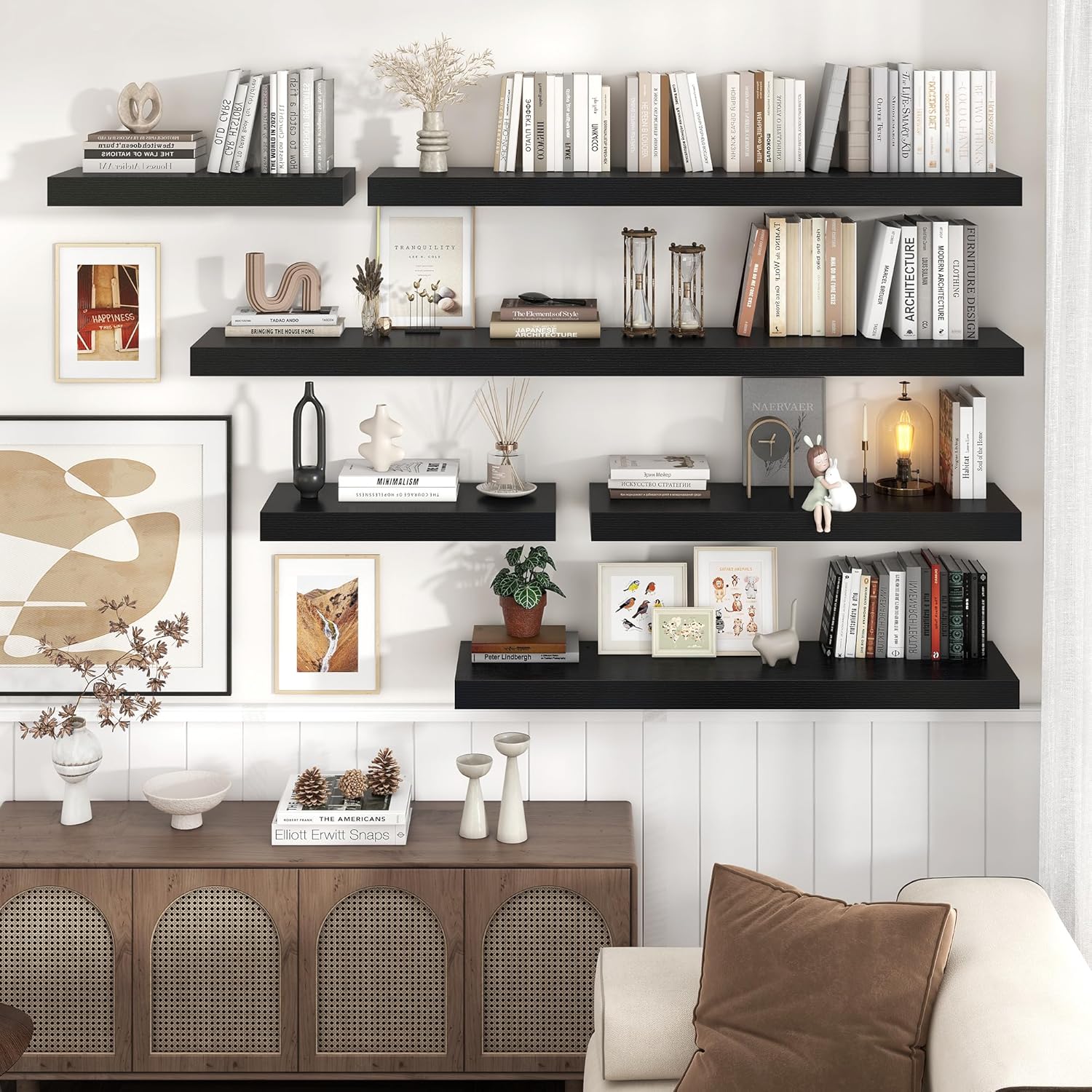 Venusmiles 24 x 12 Black Floating Wall Shelf