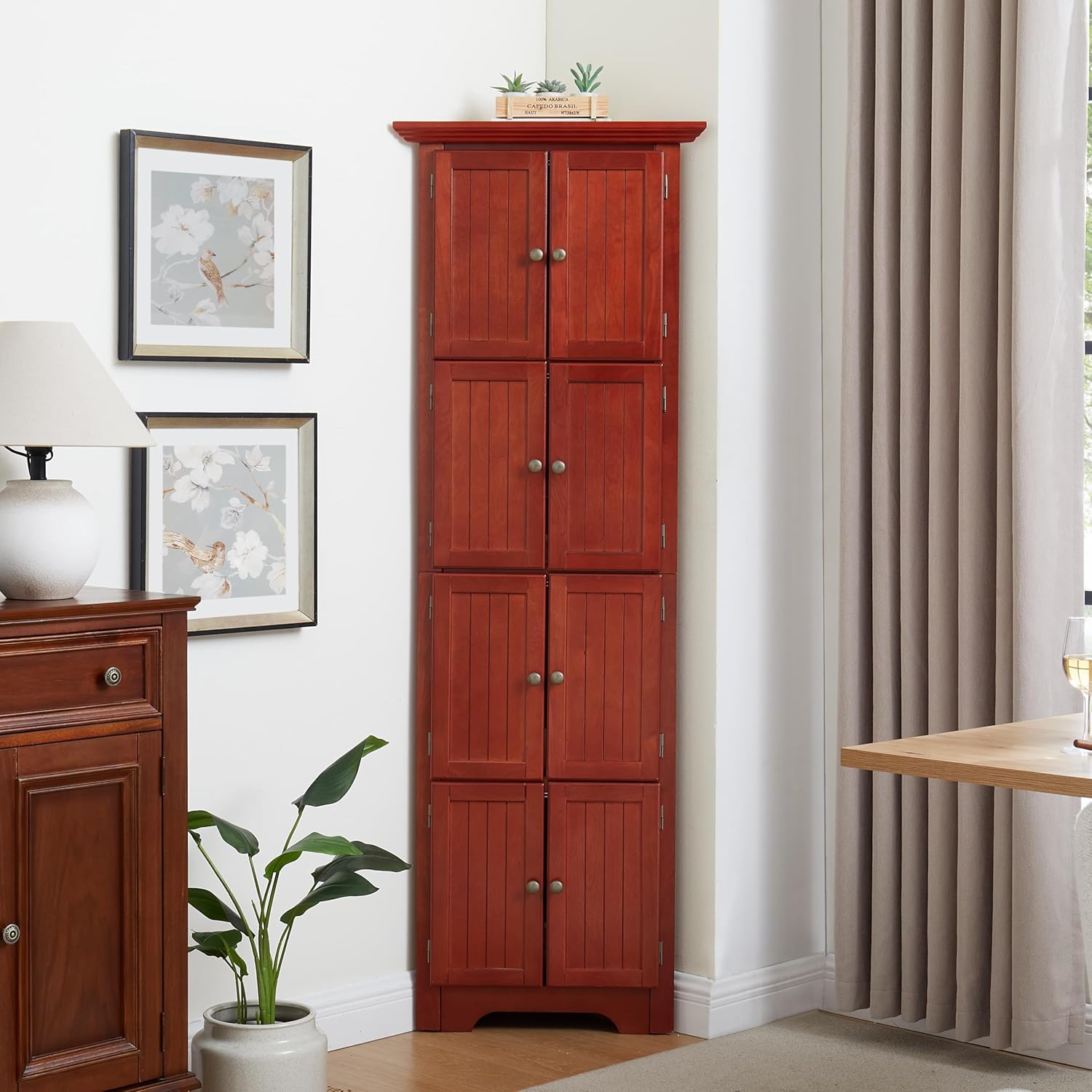 ZeHuoGe 4-Tier Corner Cabinet with 8 Doors