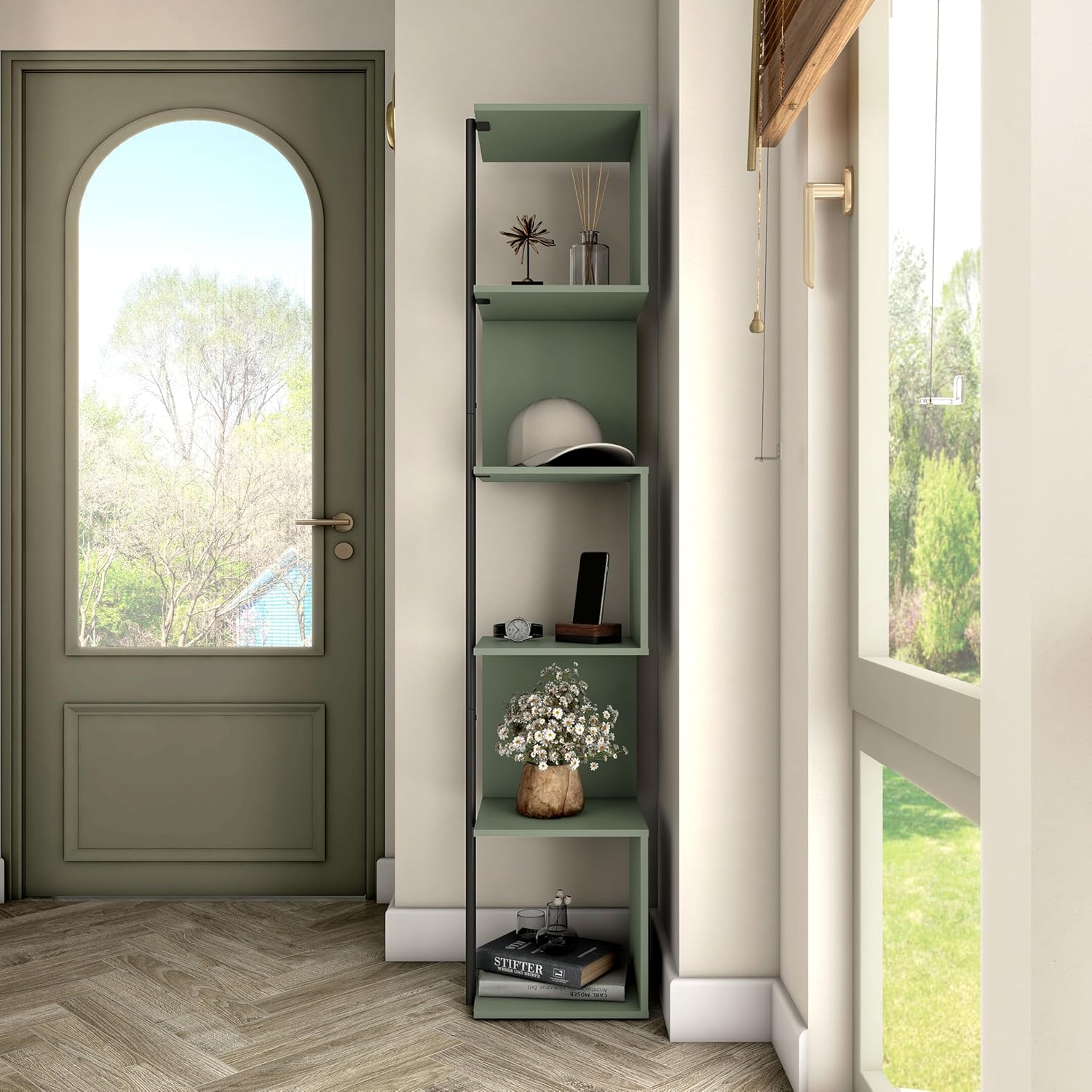 HOMES Inside Out Svenja 60 in Tall Corner Bookshelf