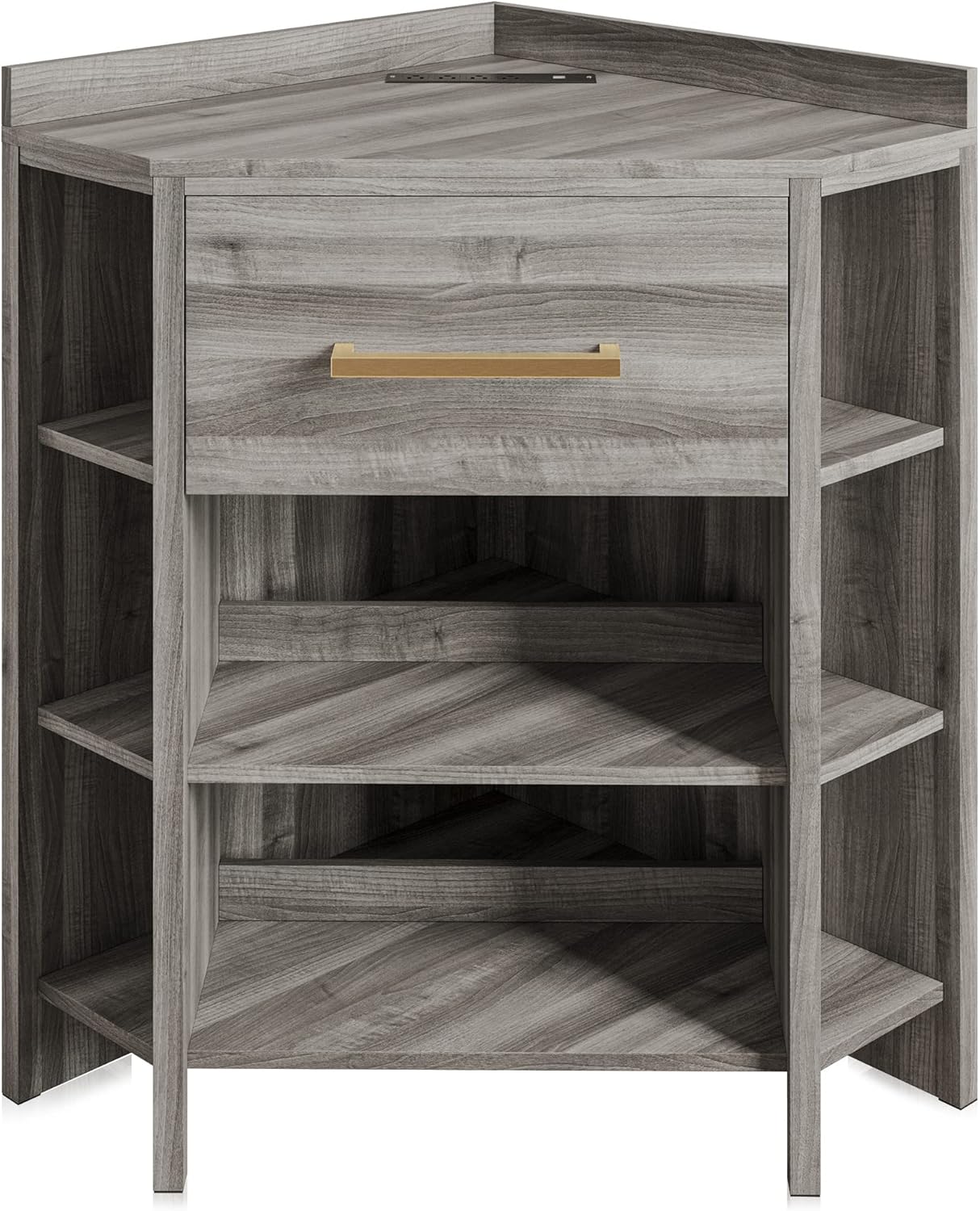 BELLEZE Set of 2 Corner Cabinets with USB Chargers
