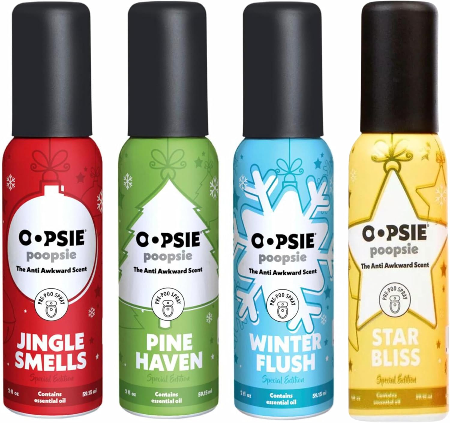 Oopsie Poopsie Holiday Scent Pre-Poo Toilet Spray 2 Oz 4-Pack