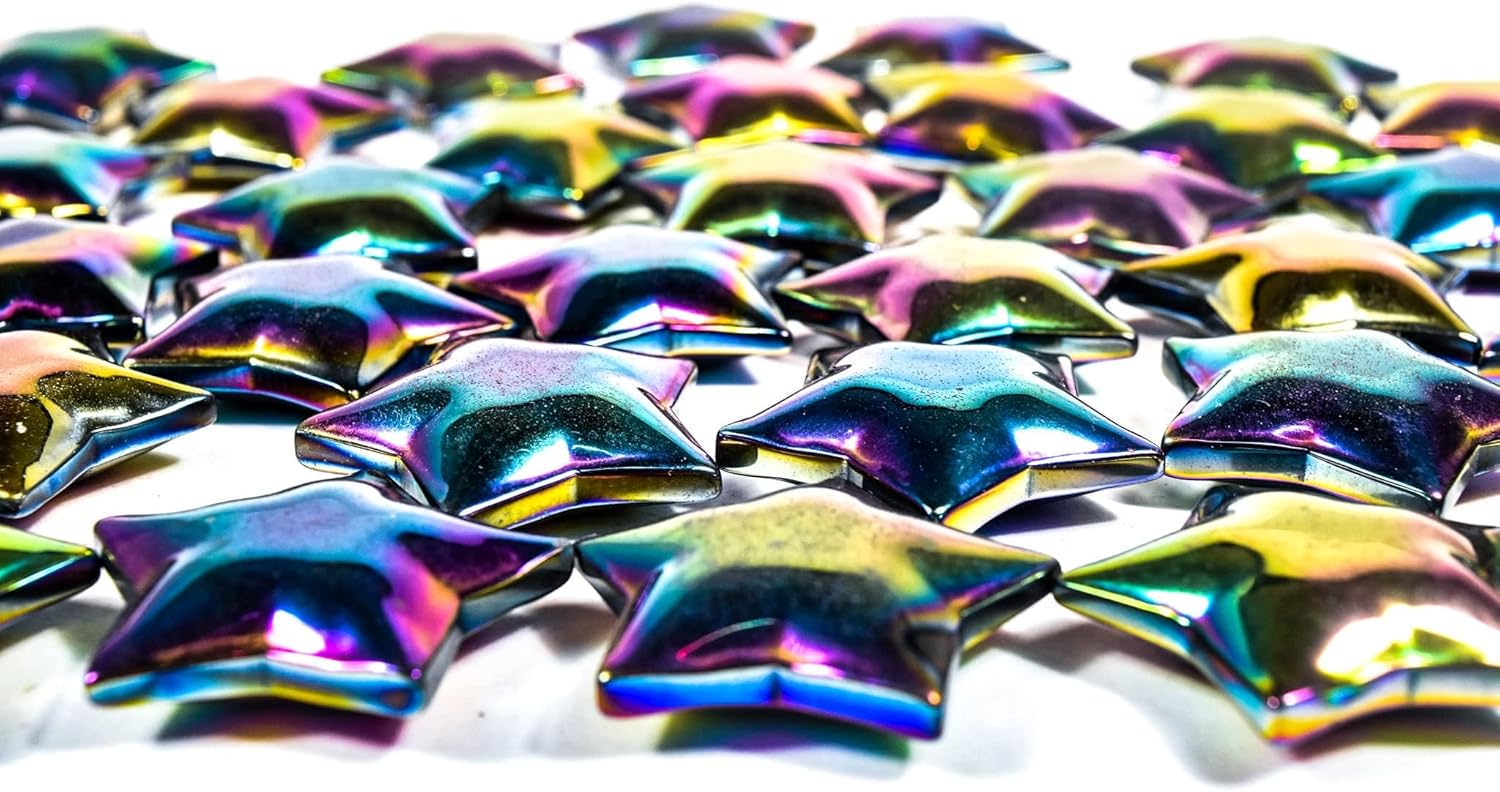 HQRP 28mm Rainbow Hematite Star Crystal Palm Stone - 1PC