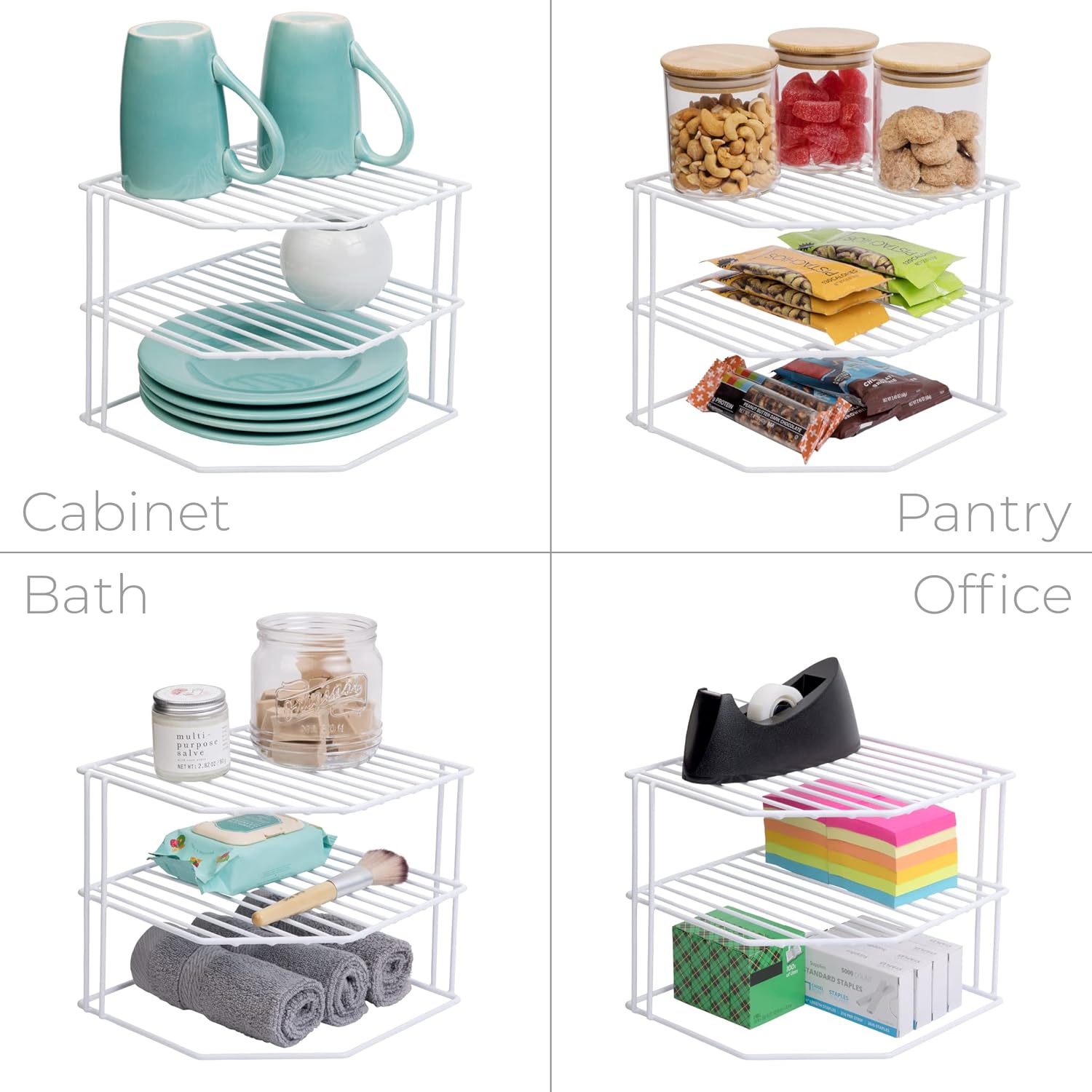 Smart Design 3-Tier Kitchen Corner Shelf Rack - White