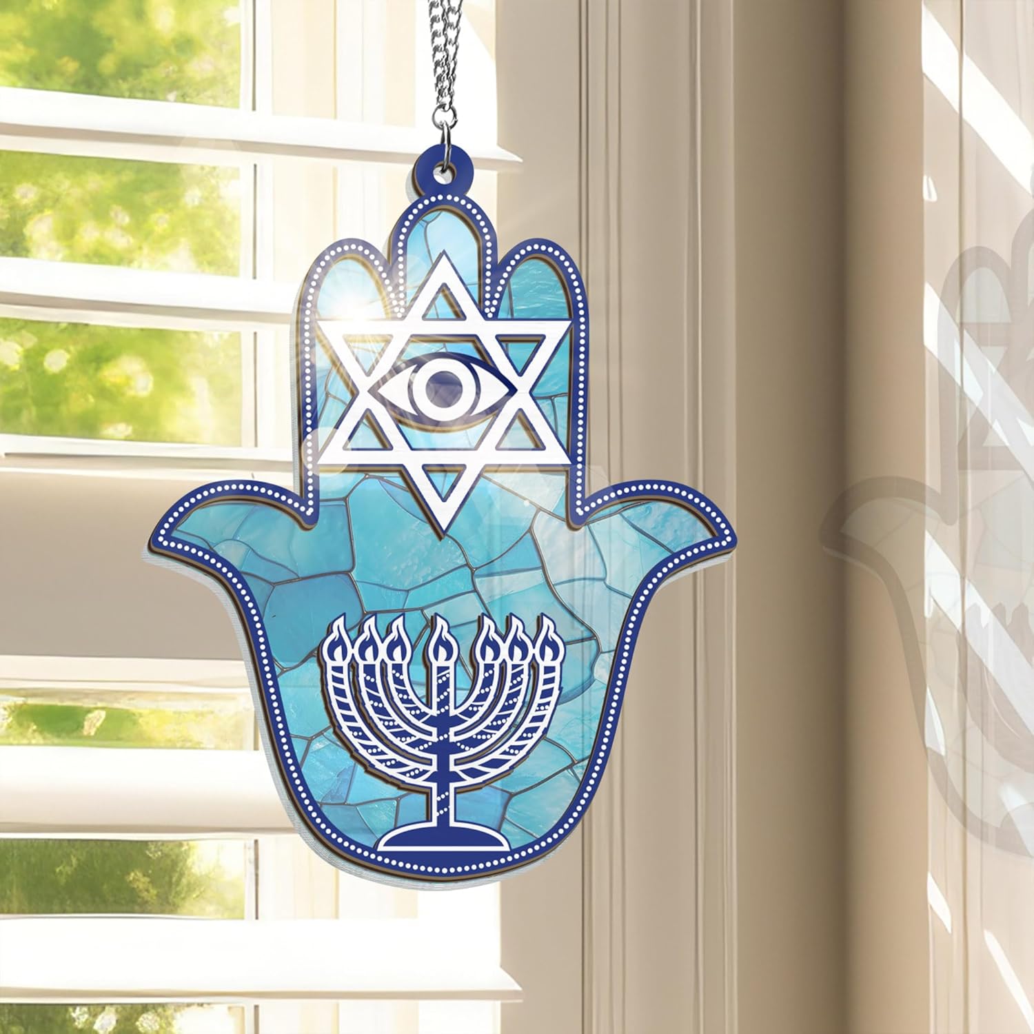 FLAGWIX Hanukkah Gifts for Women Men - Double Layered Hanging Suncatcher 6 in